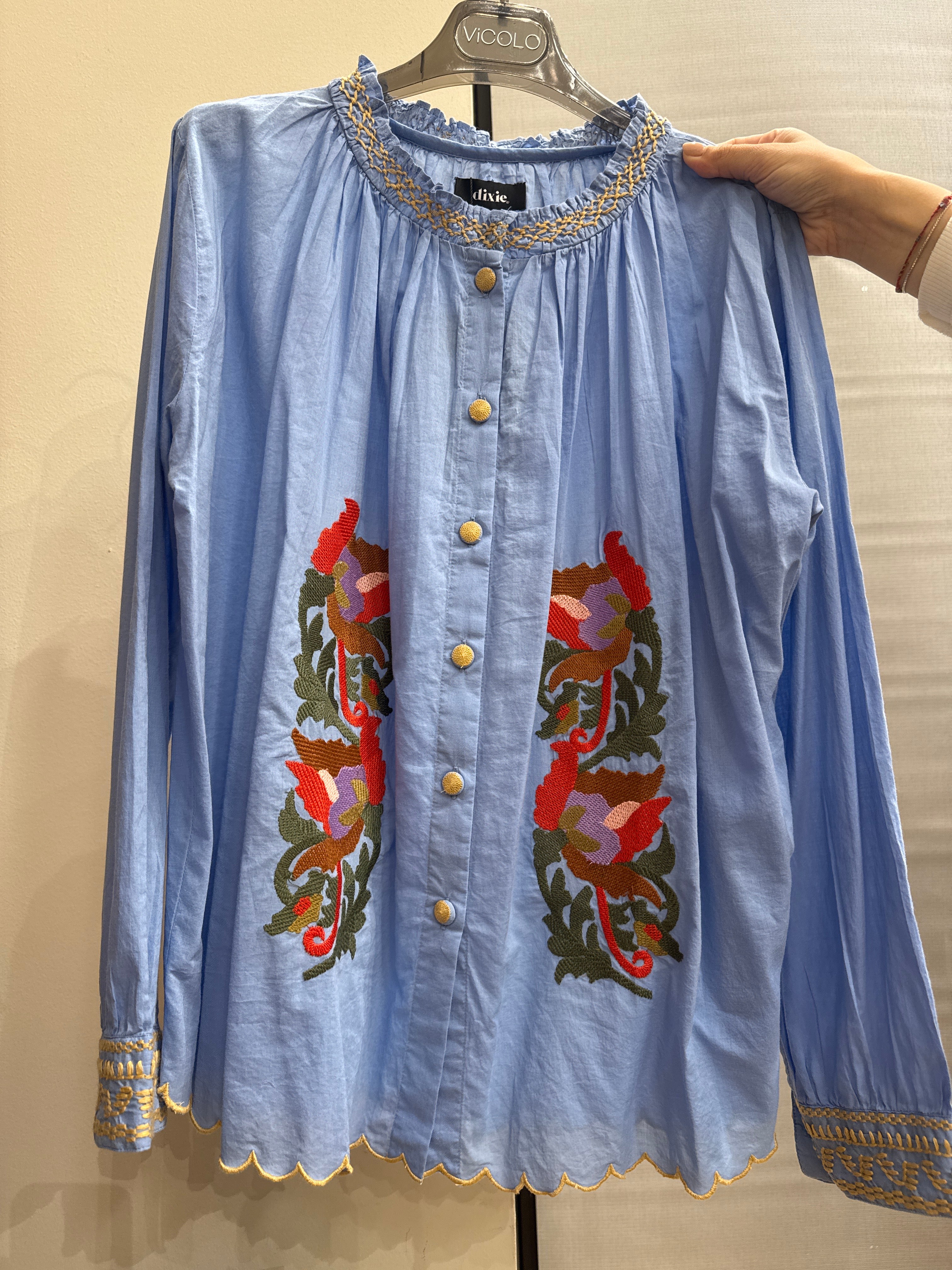 Camicia in cotone con ricamo floreale Dixie
