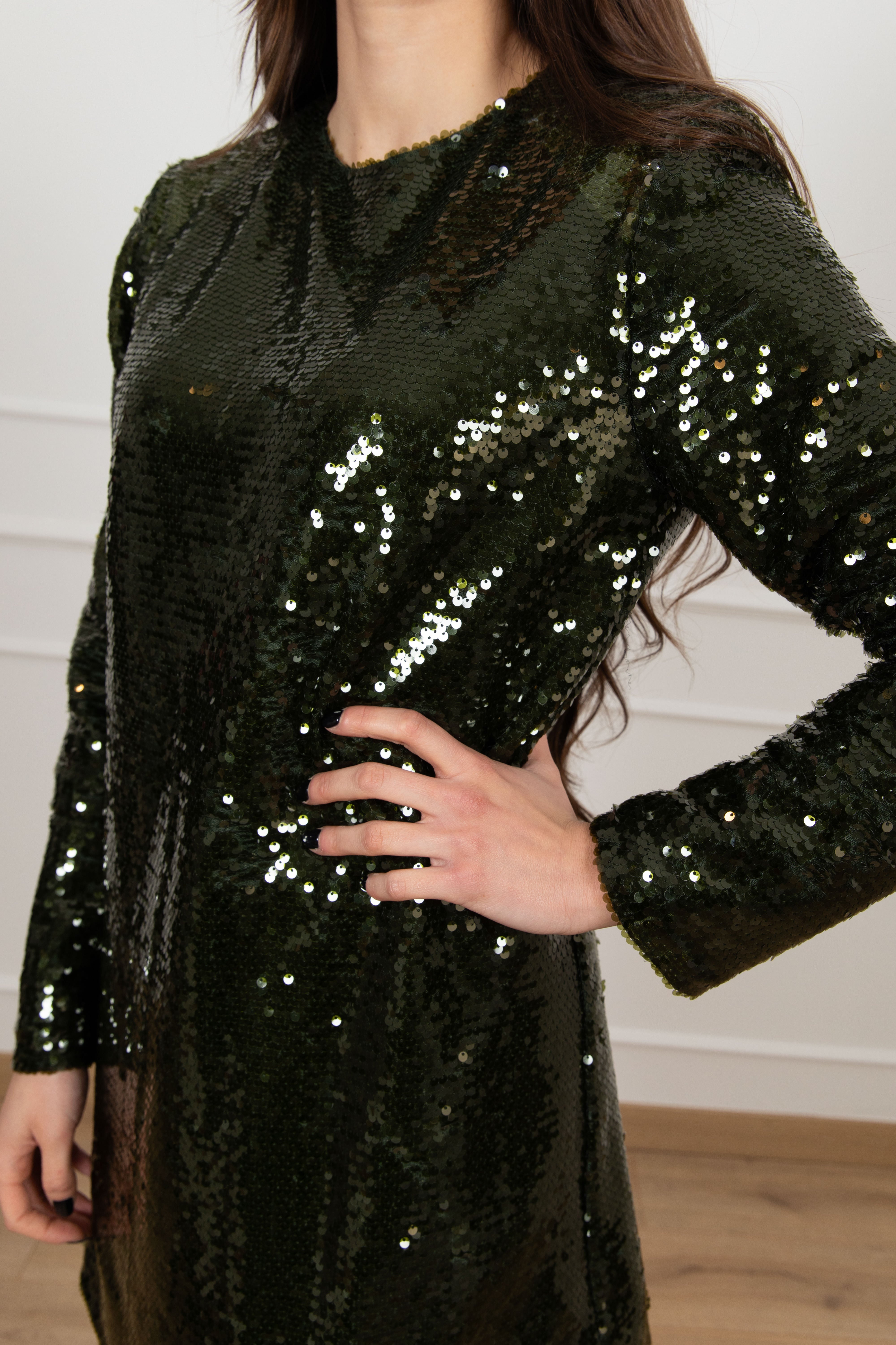 Mini-abito paillettes militare Tensione IN