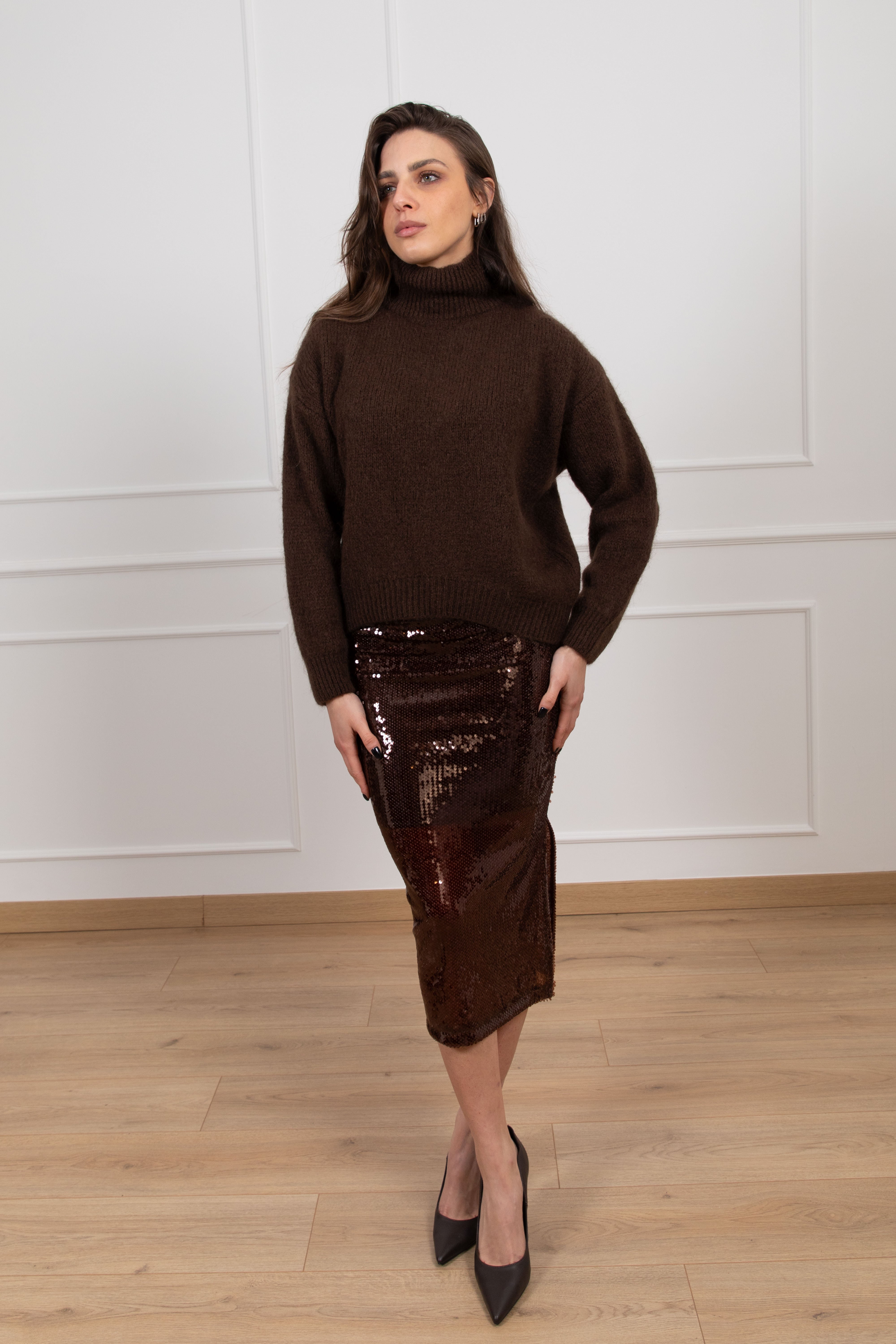 Gonna midi paillettes moro Susy Mix