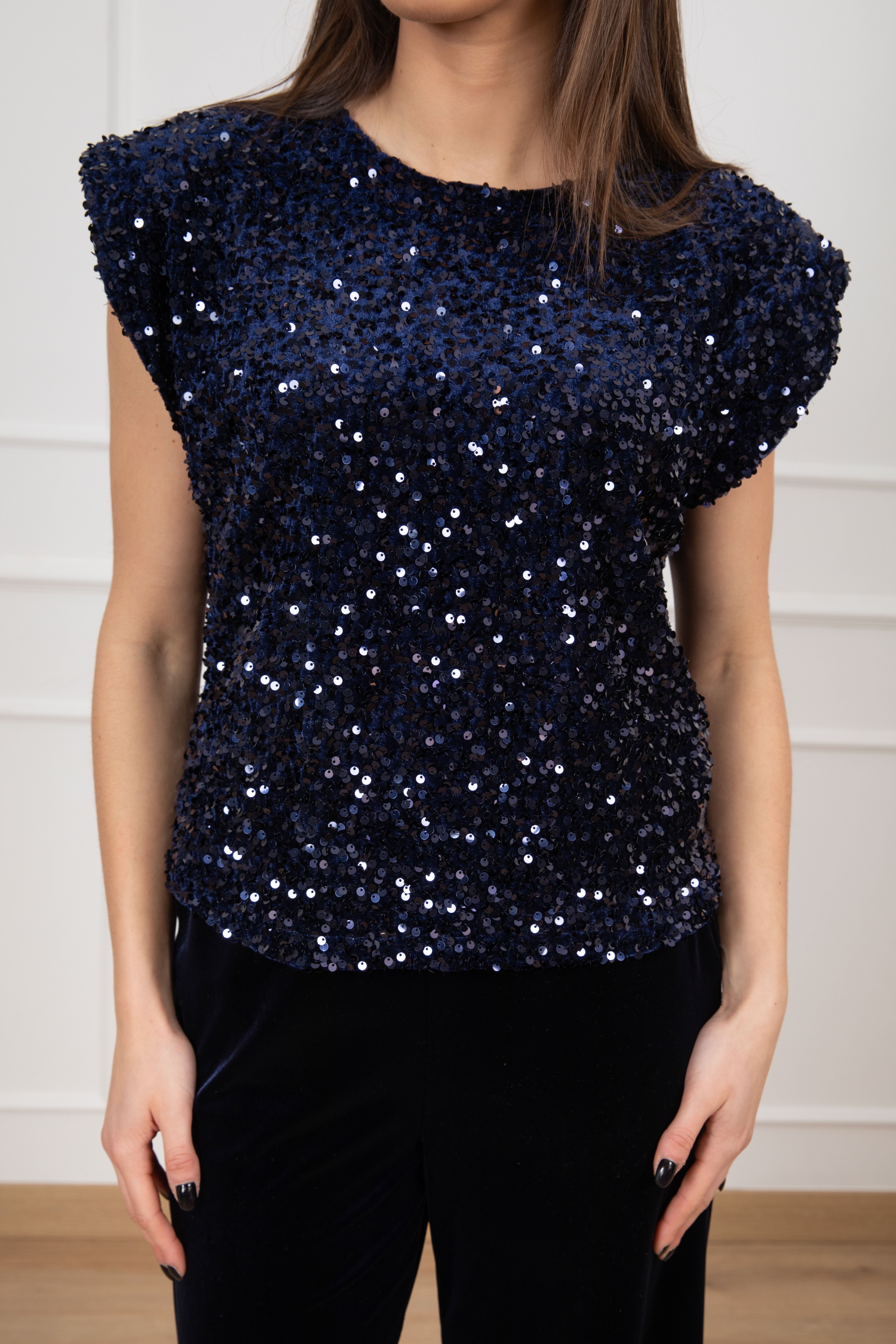 Top in ciniglia con paillettes Motel