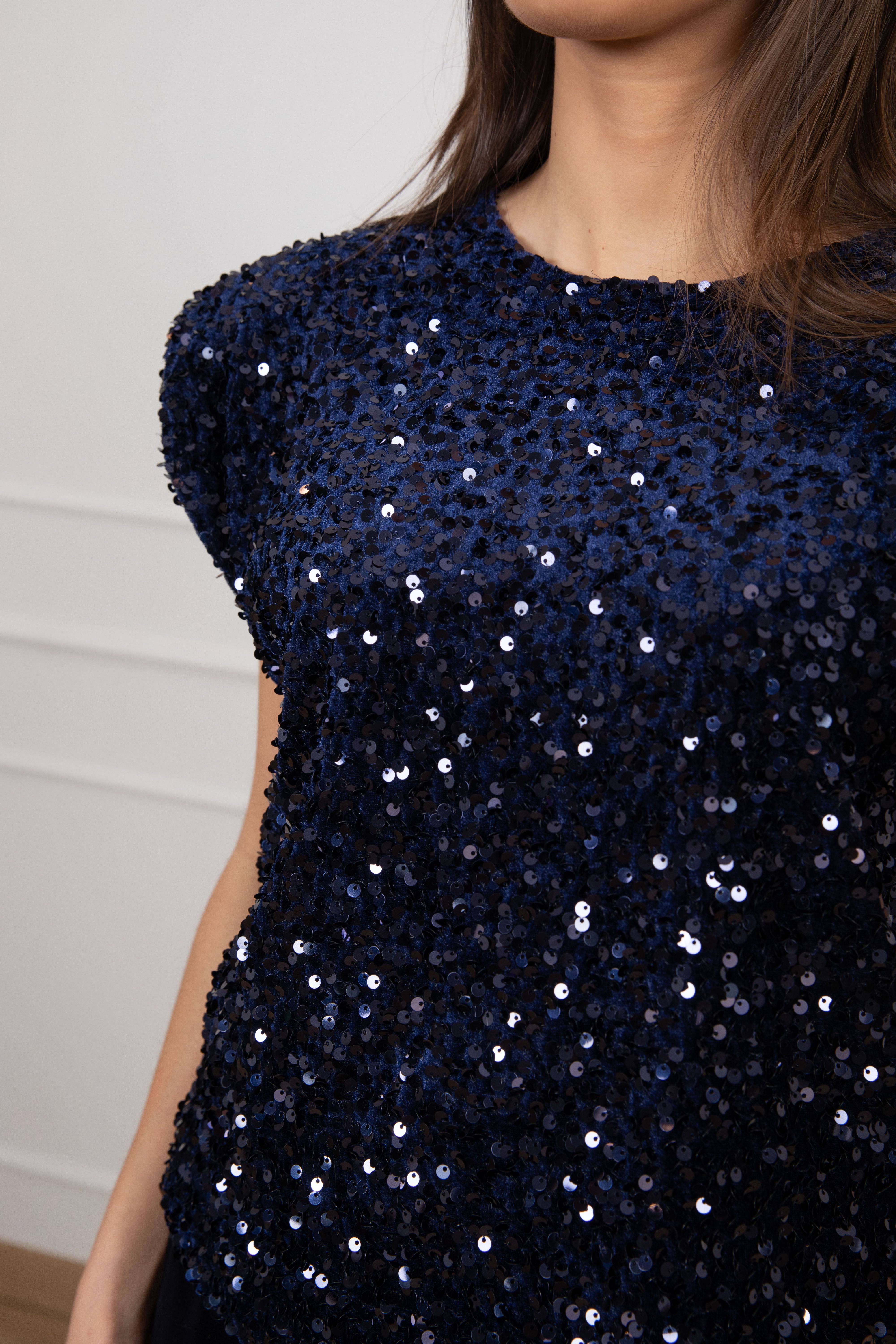 Top in ciniglia con paillettes Motel