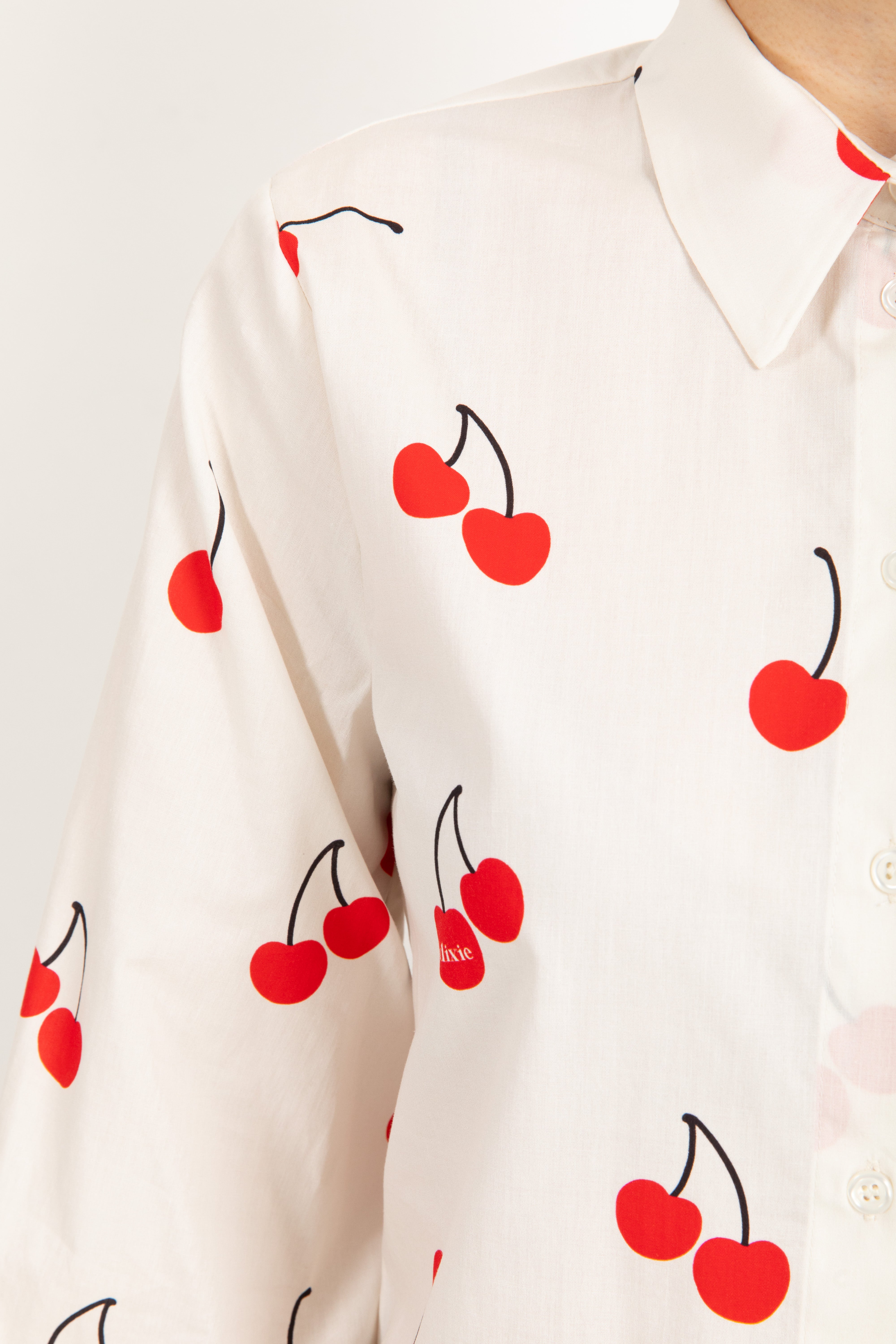 Camicia in cotone con stampa ciliegie Dixie