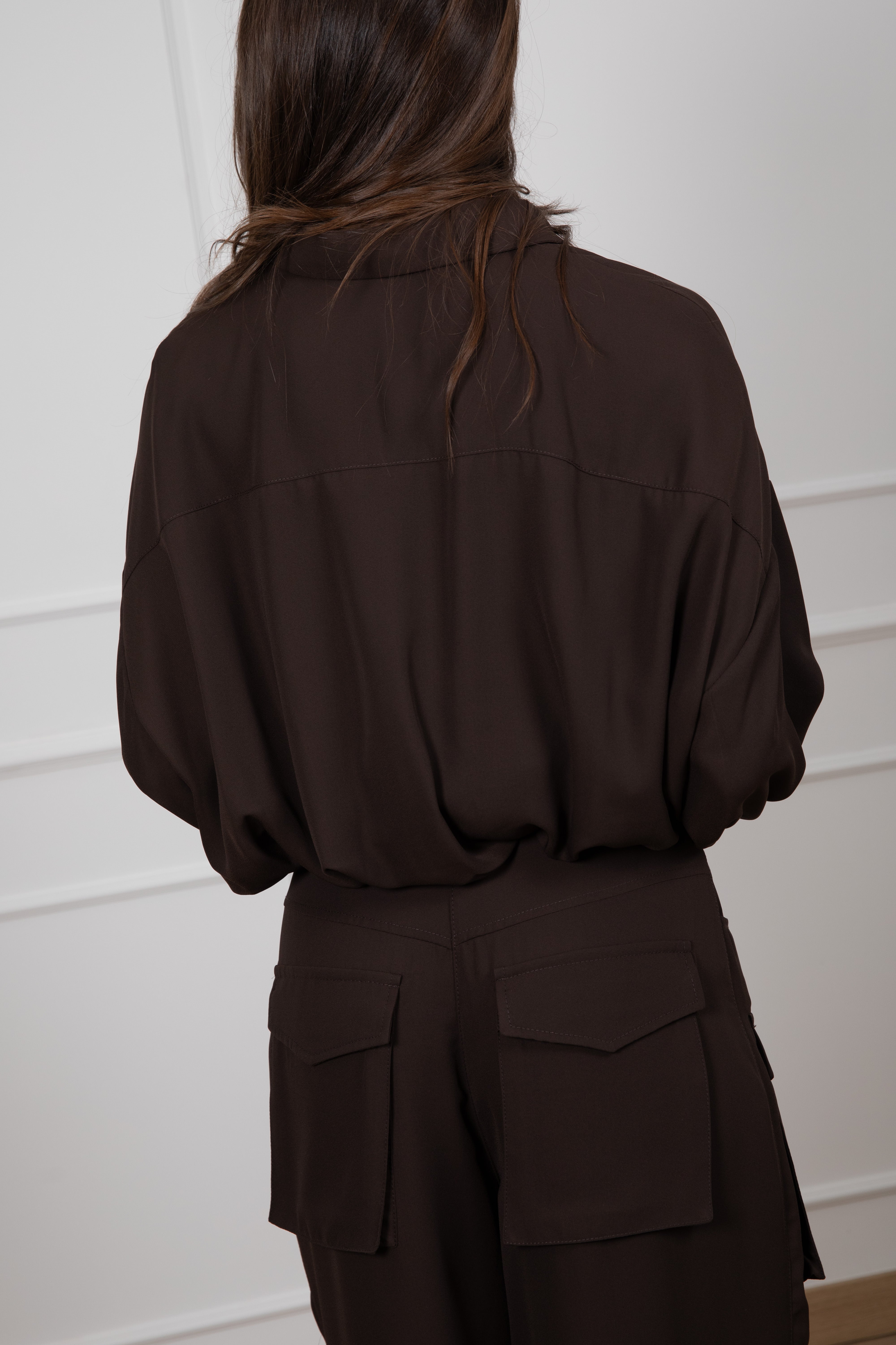 Camicia cropped in viscosa fluida Dixie