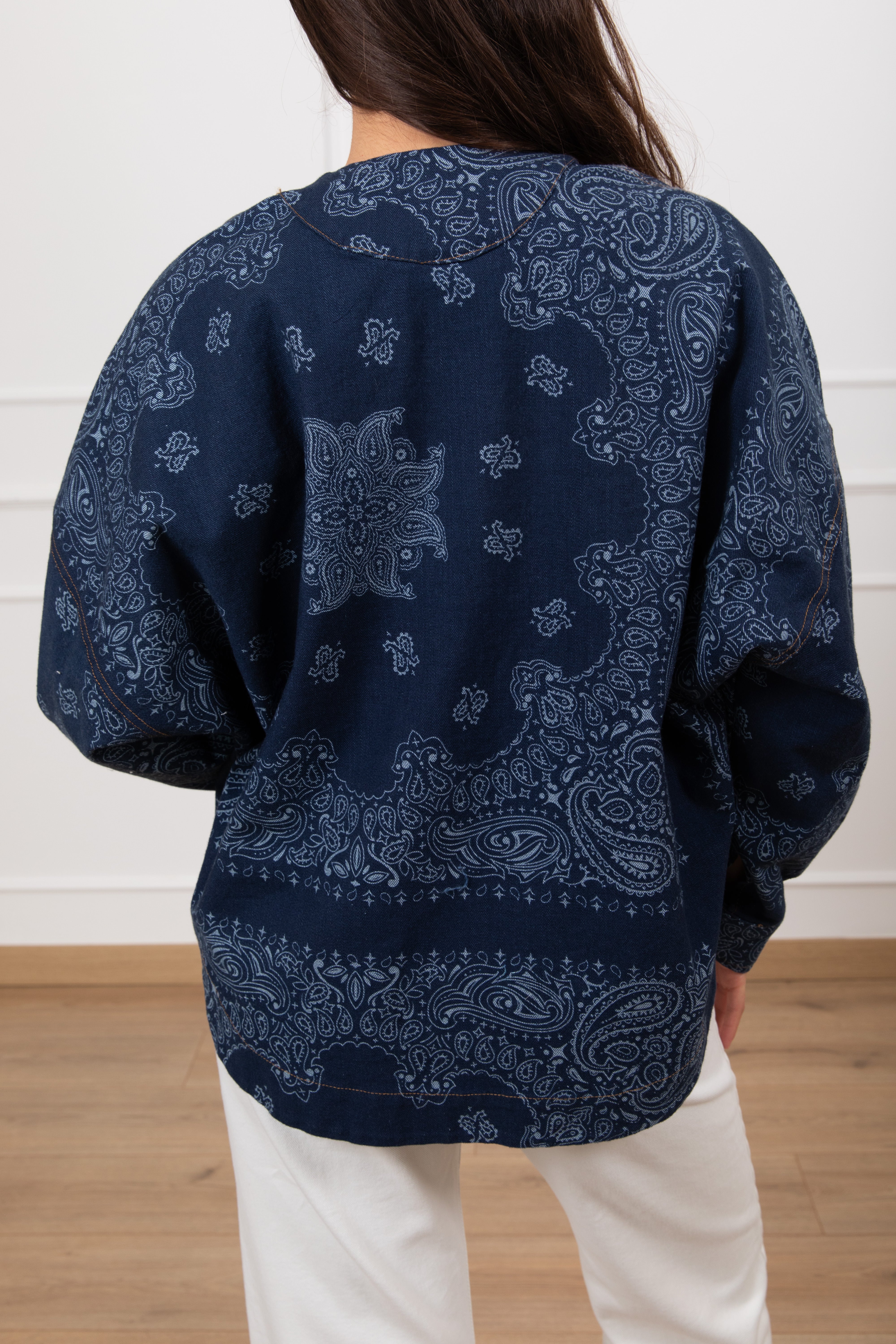Giacca in denim fantasia bandana con alamari Tensione IN