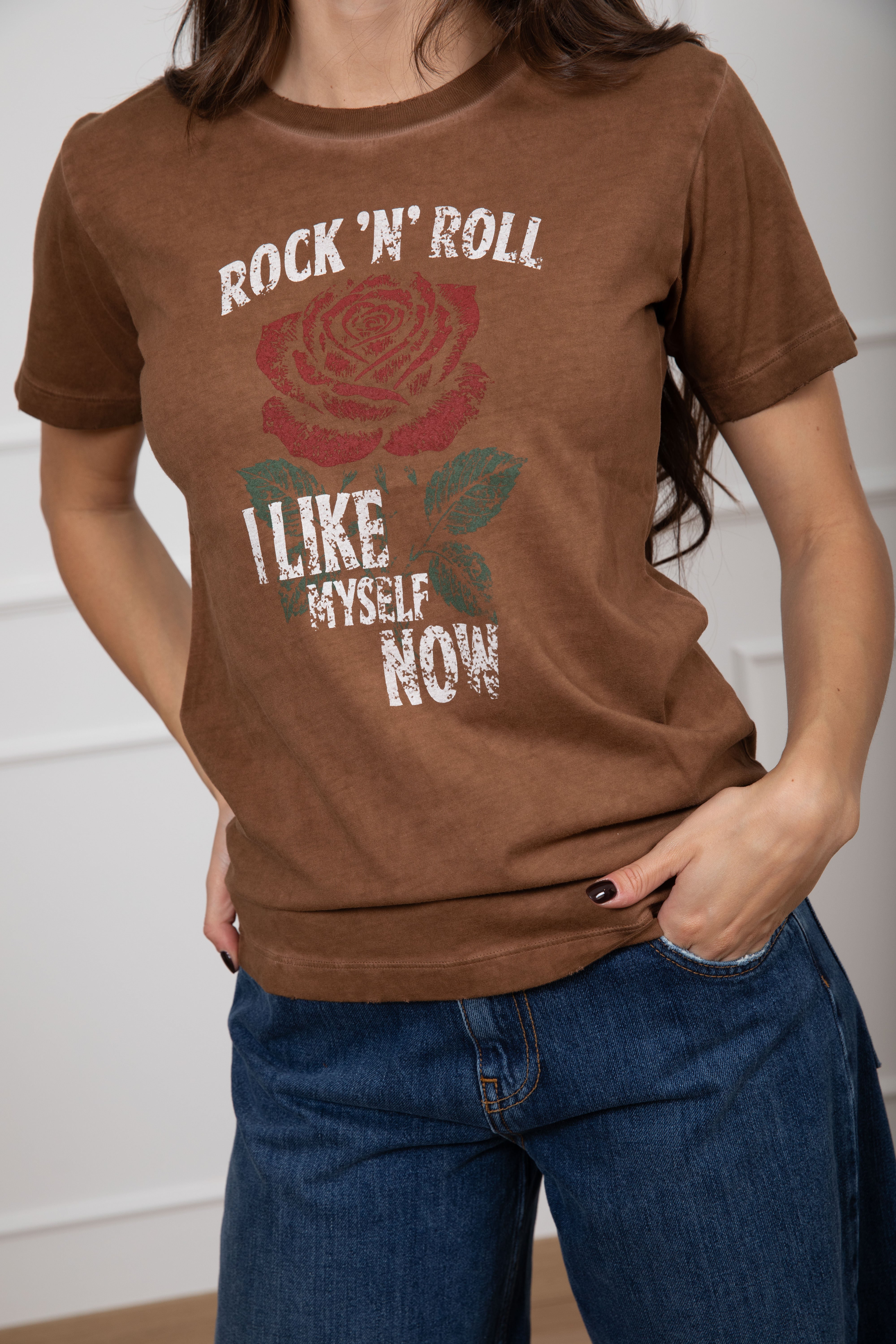 T-shirt stone washed "Rock 'n' Roll" ViCOLO