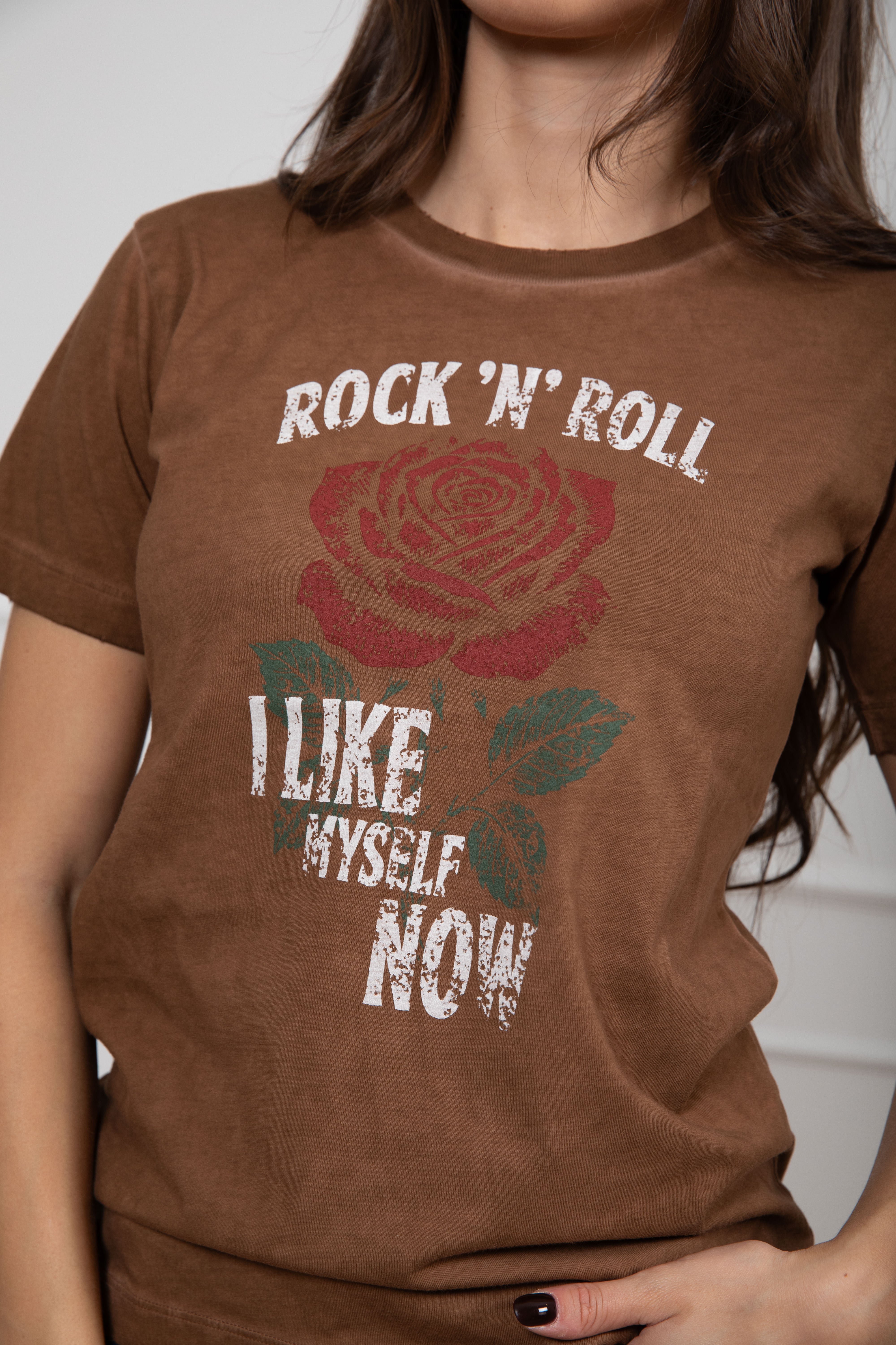 T-shirt stone washed "Rock 'n' Roll" ViCOLO