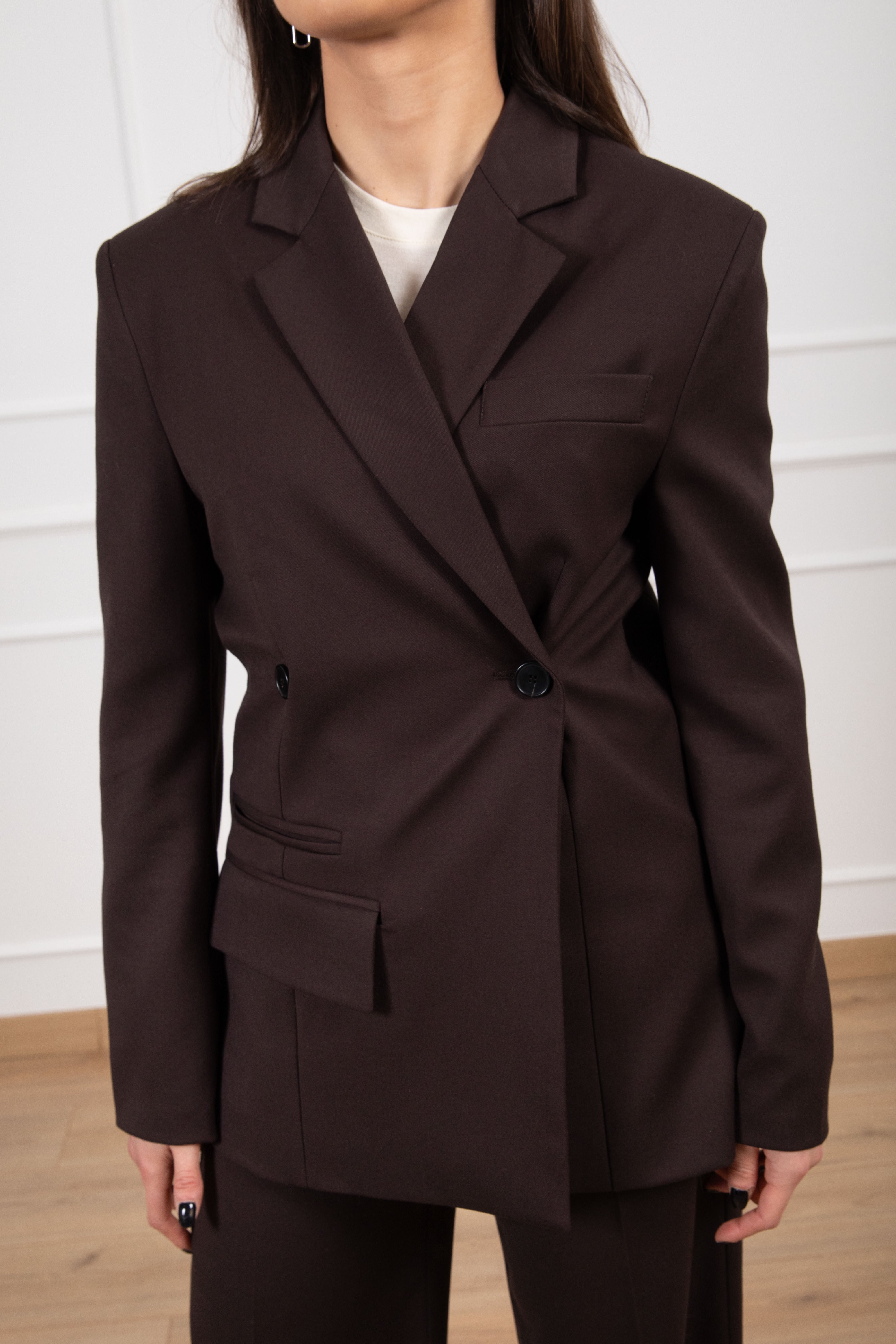 Giacca doppio-petto sfiancata in calda viscosa ViCOLO