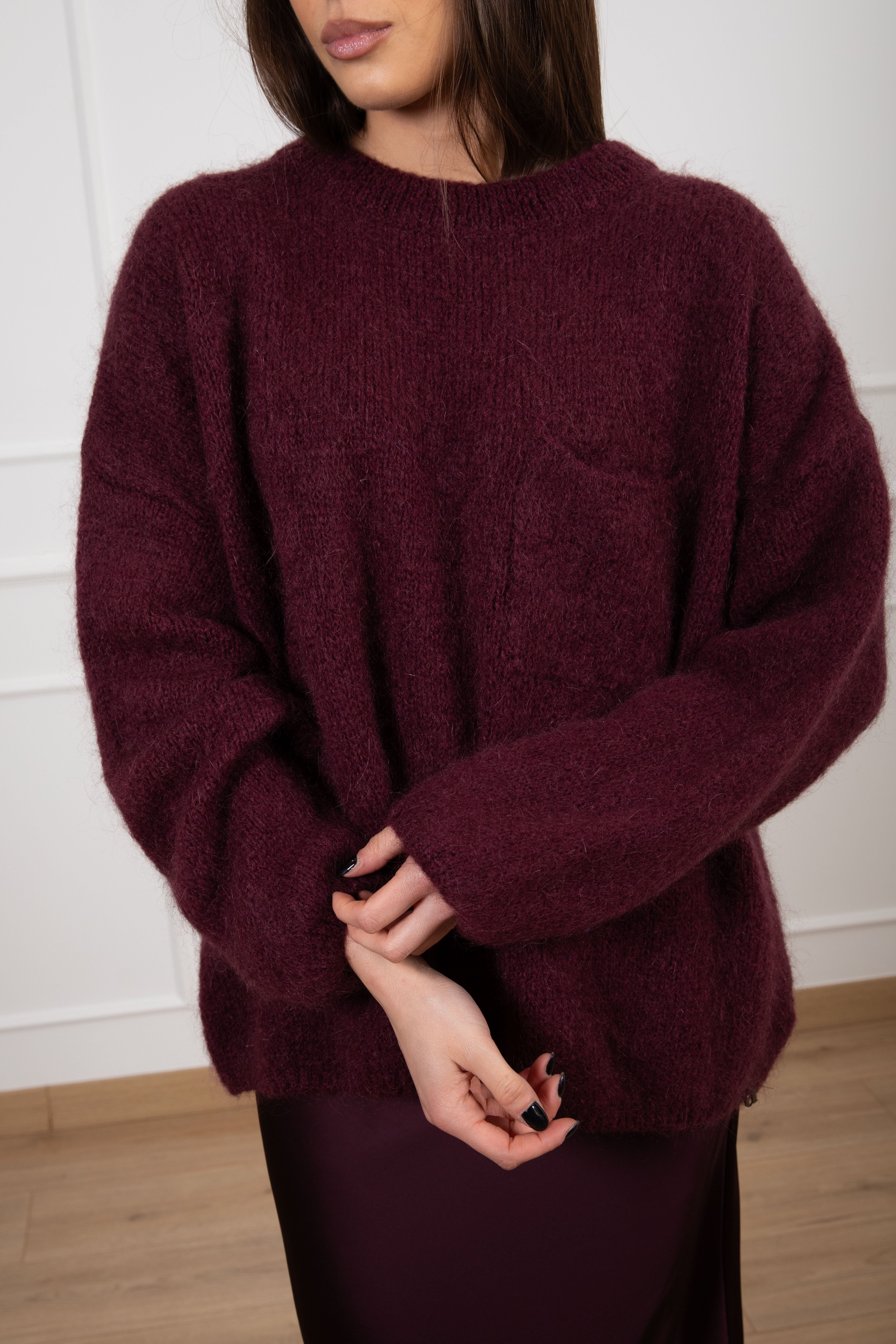 Pull in mohair con tasca e fiocco Dixie