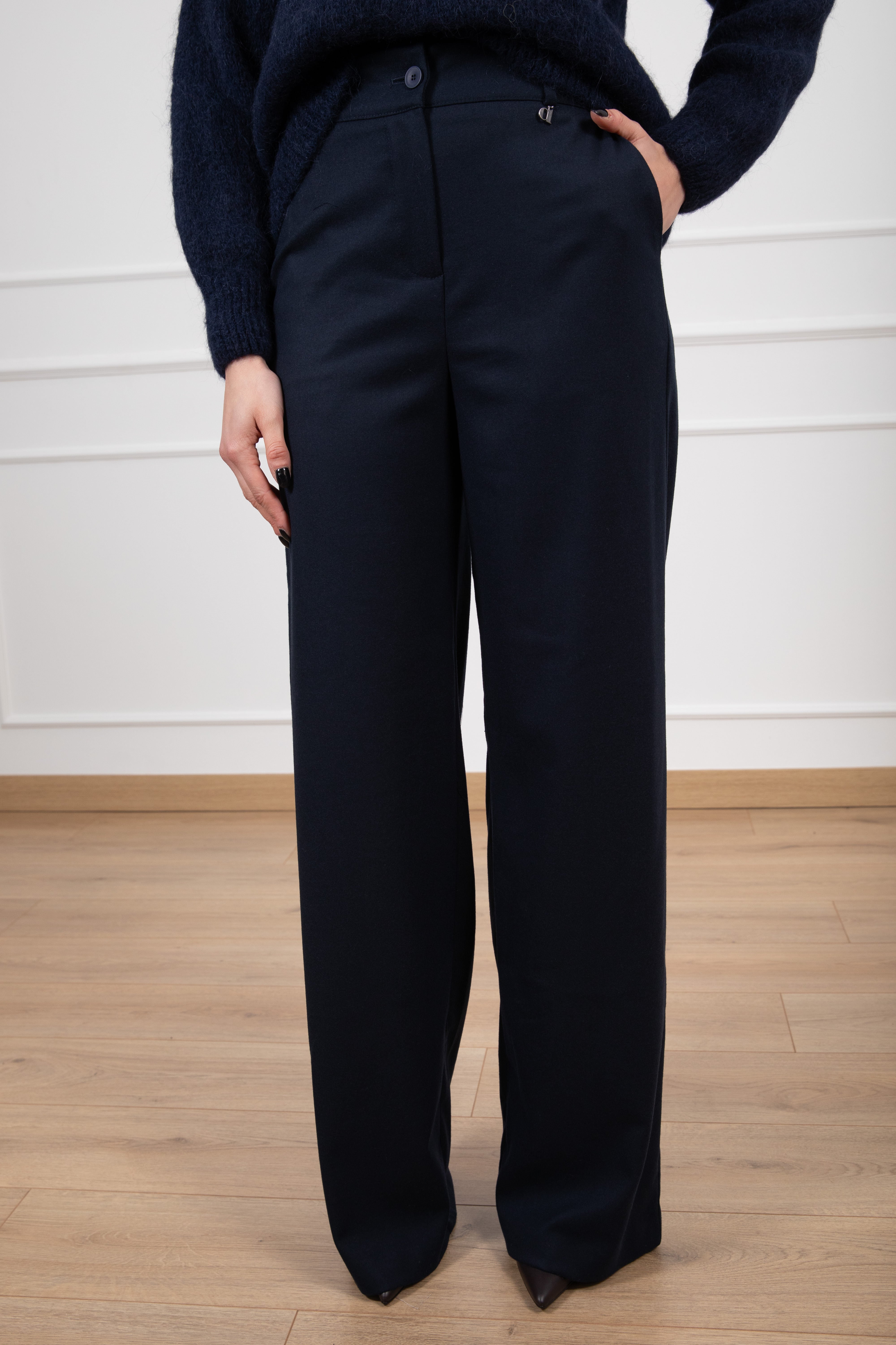 Pantalone flanella gamba dritta con elastico sul retro Dixie