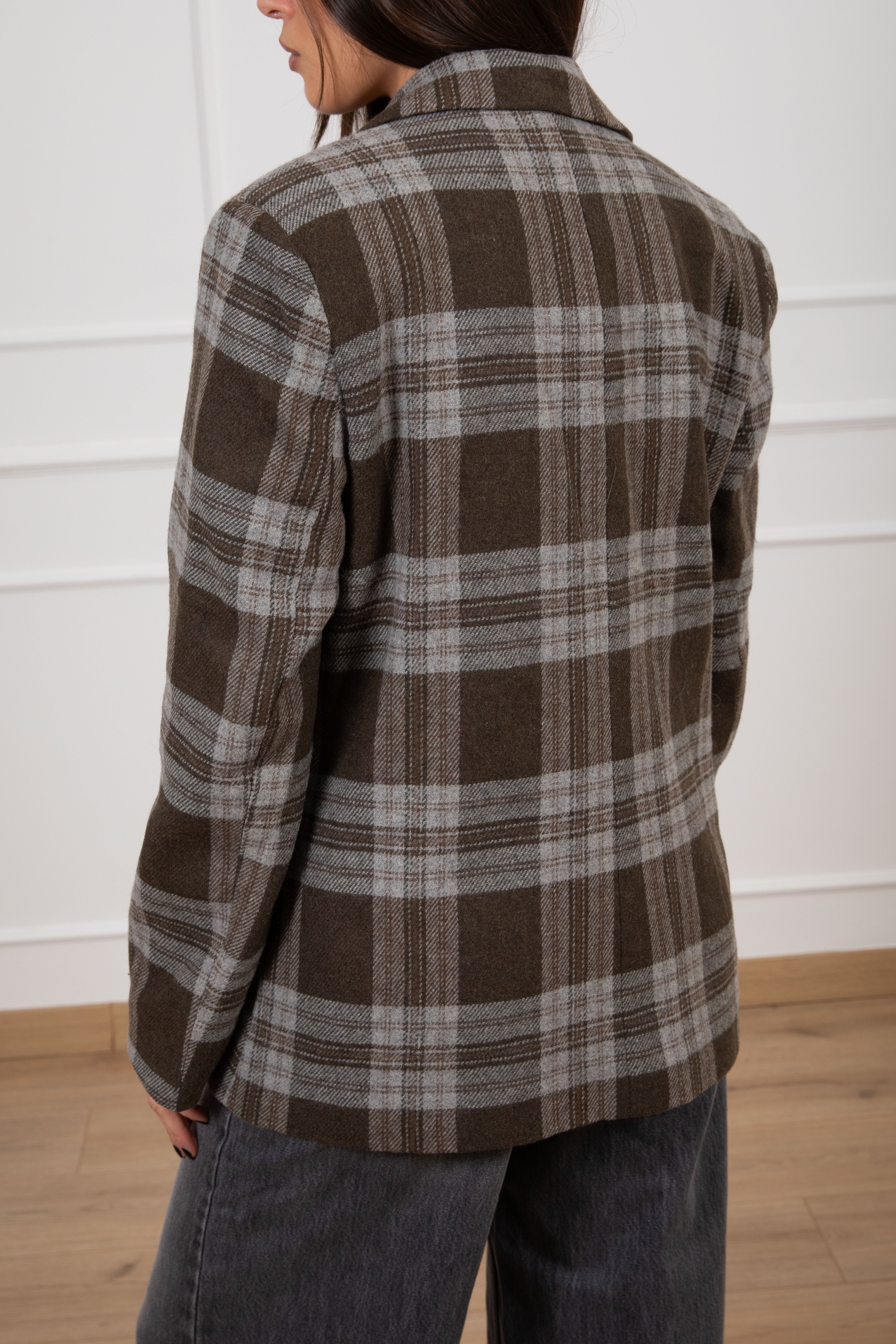 Giacca check militare e grigio con spille ViCOLO