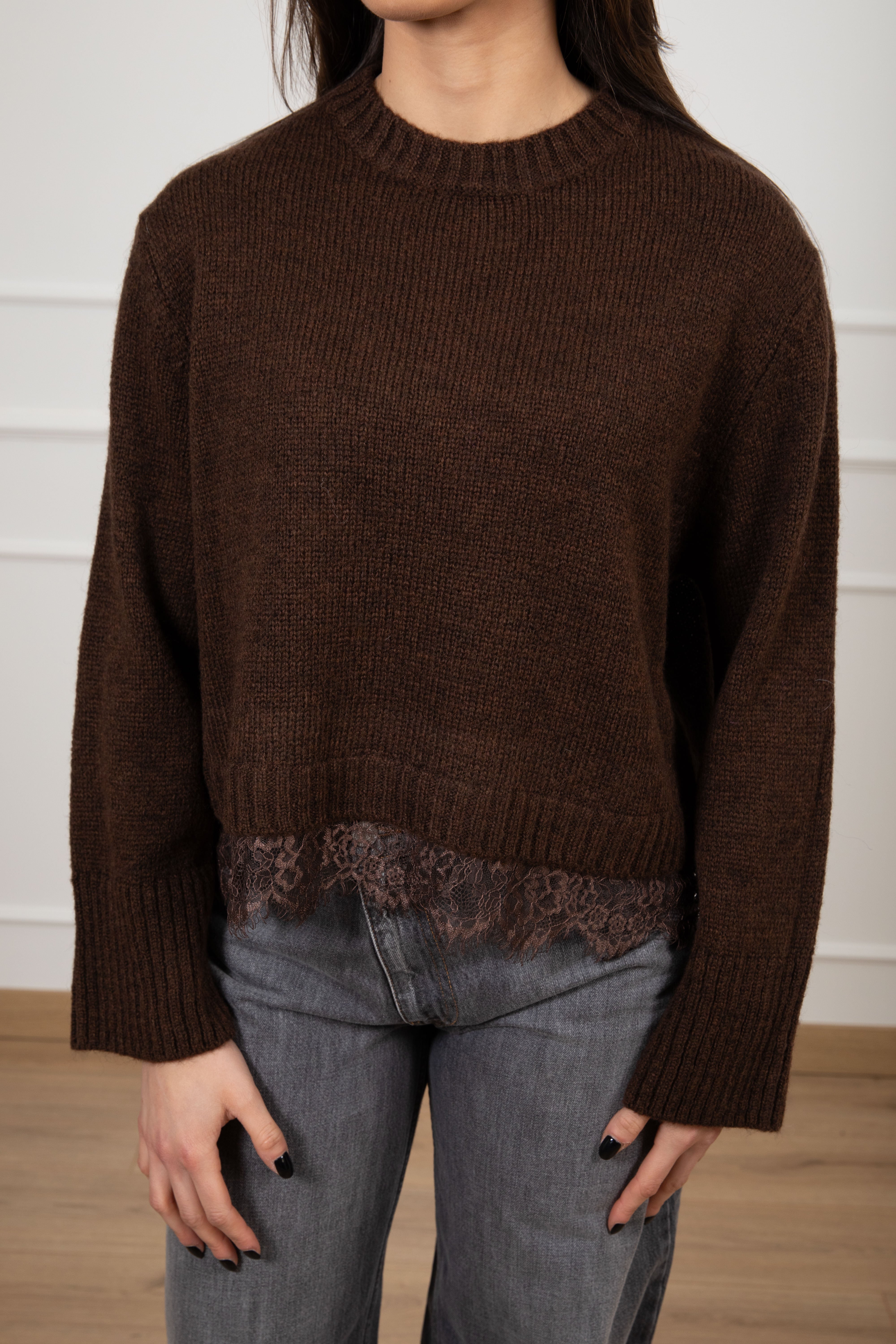 Pull in mohair con fondo in pizzo Dixie