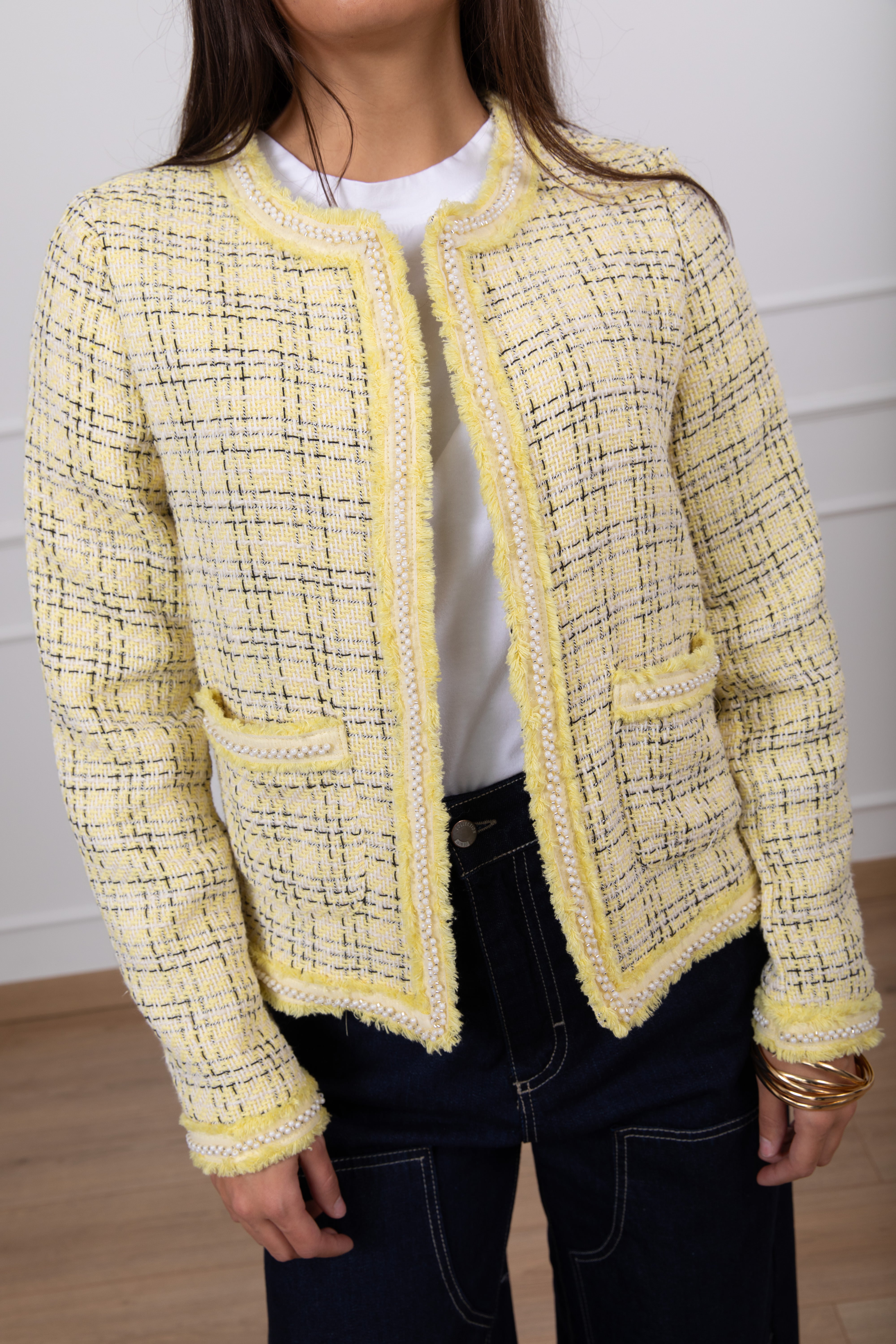 Giacchino tweed con profilo di perline ViCOLO