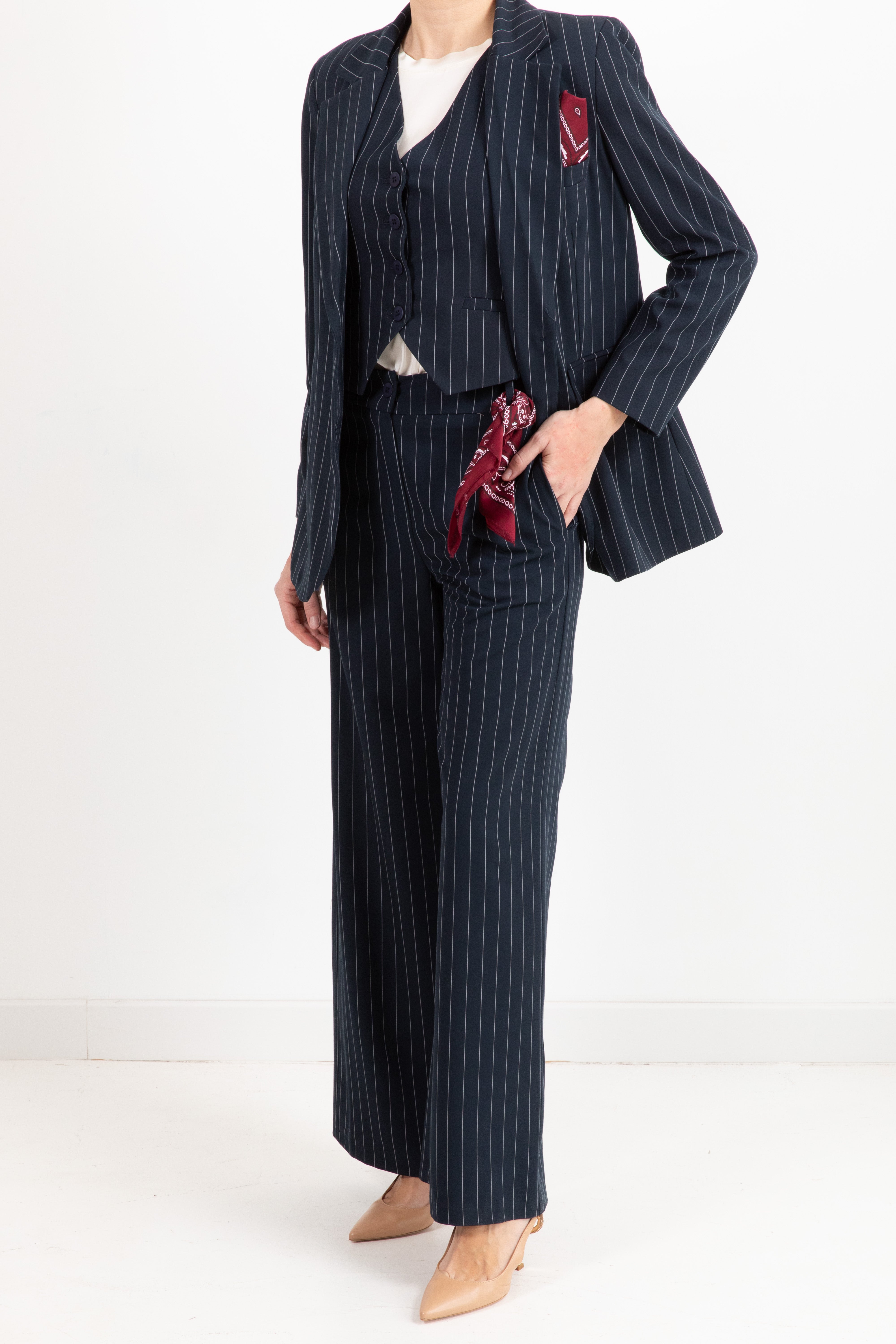 Coordinato gessato gilet e pantalone con foulard bandana Tensione IN