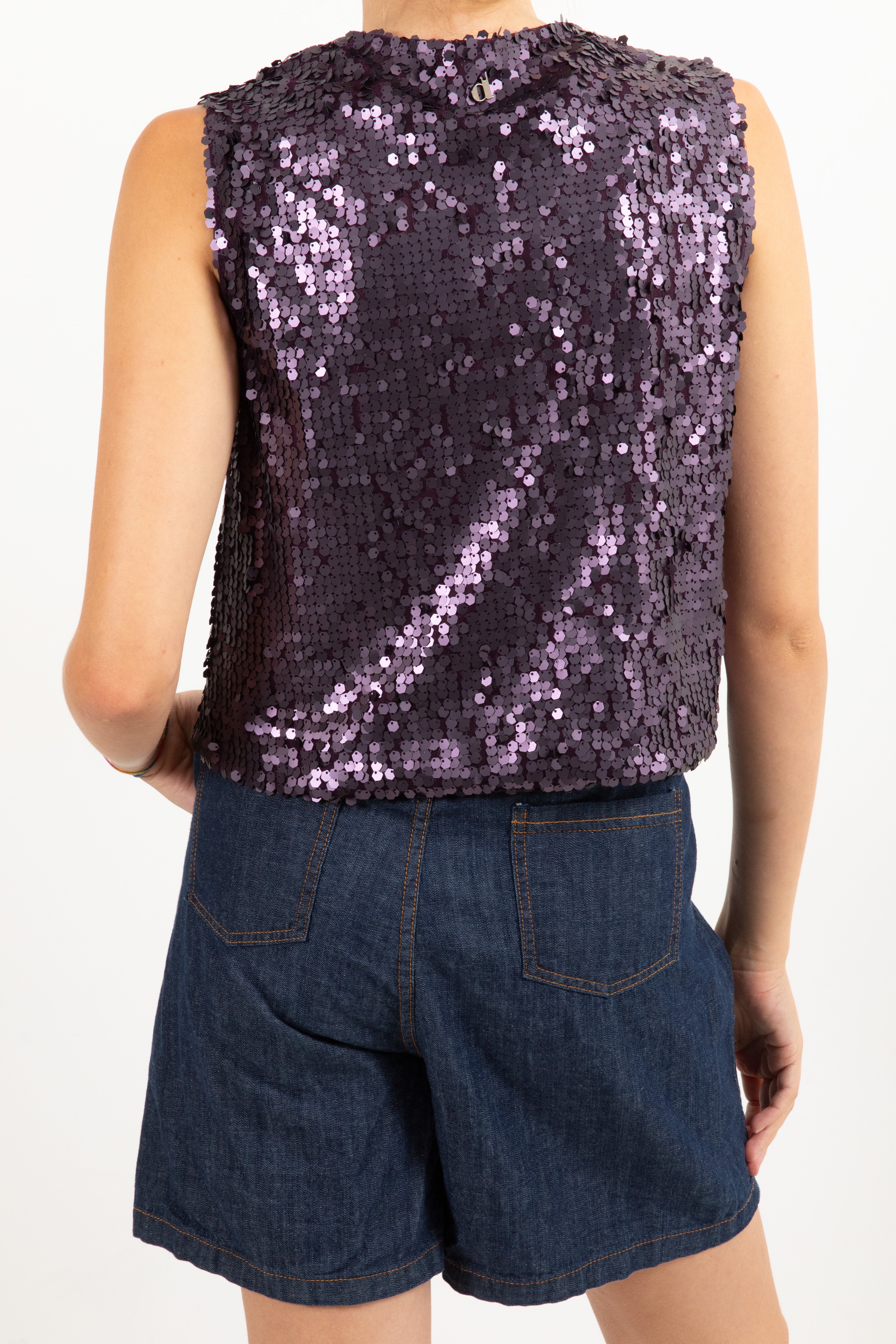 Gilet paillettes esagonali con nappine Dixie
