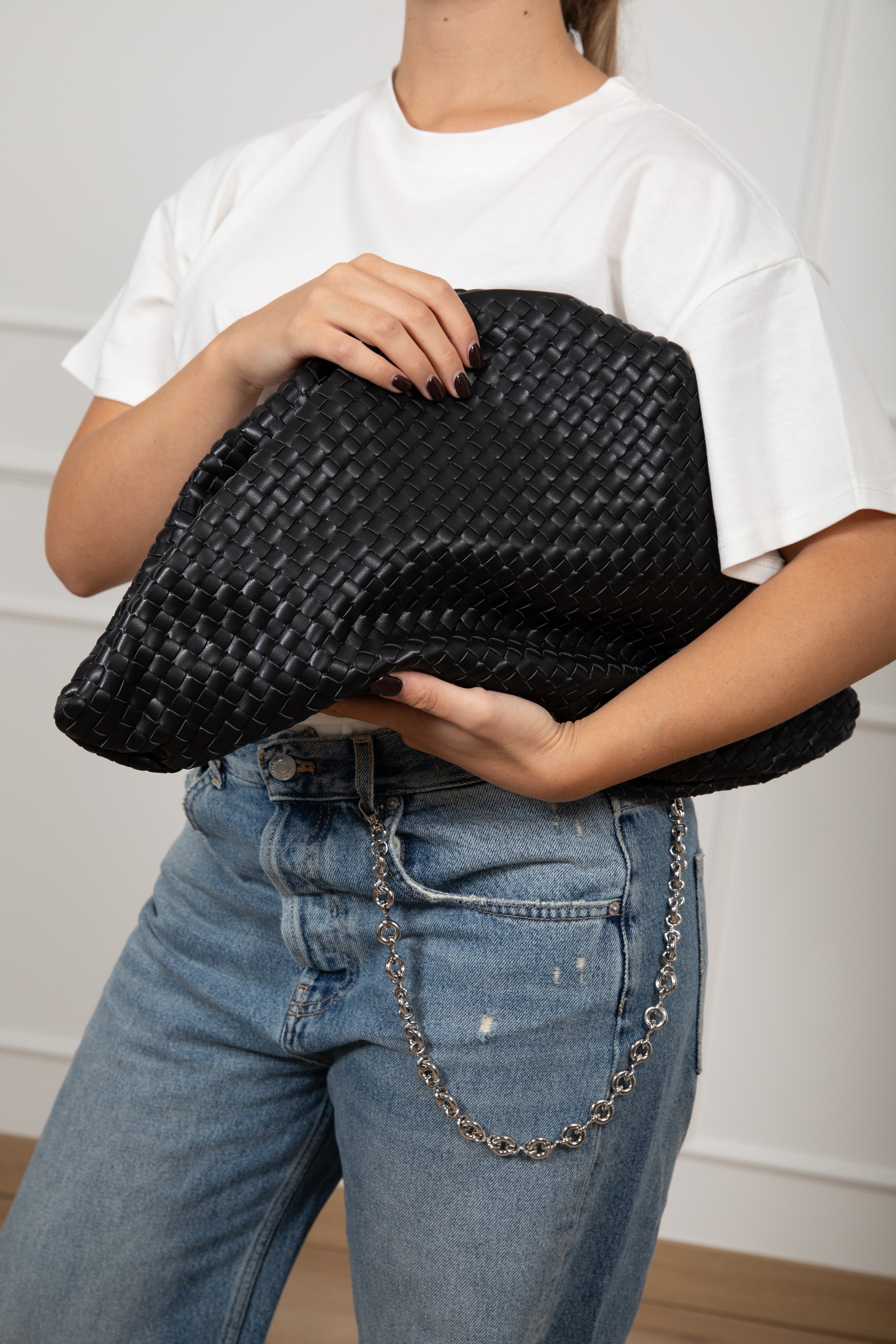 Maxi handbag con intreccio