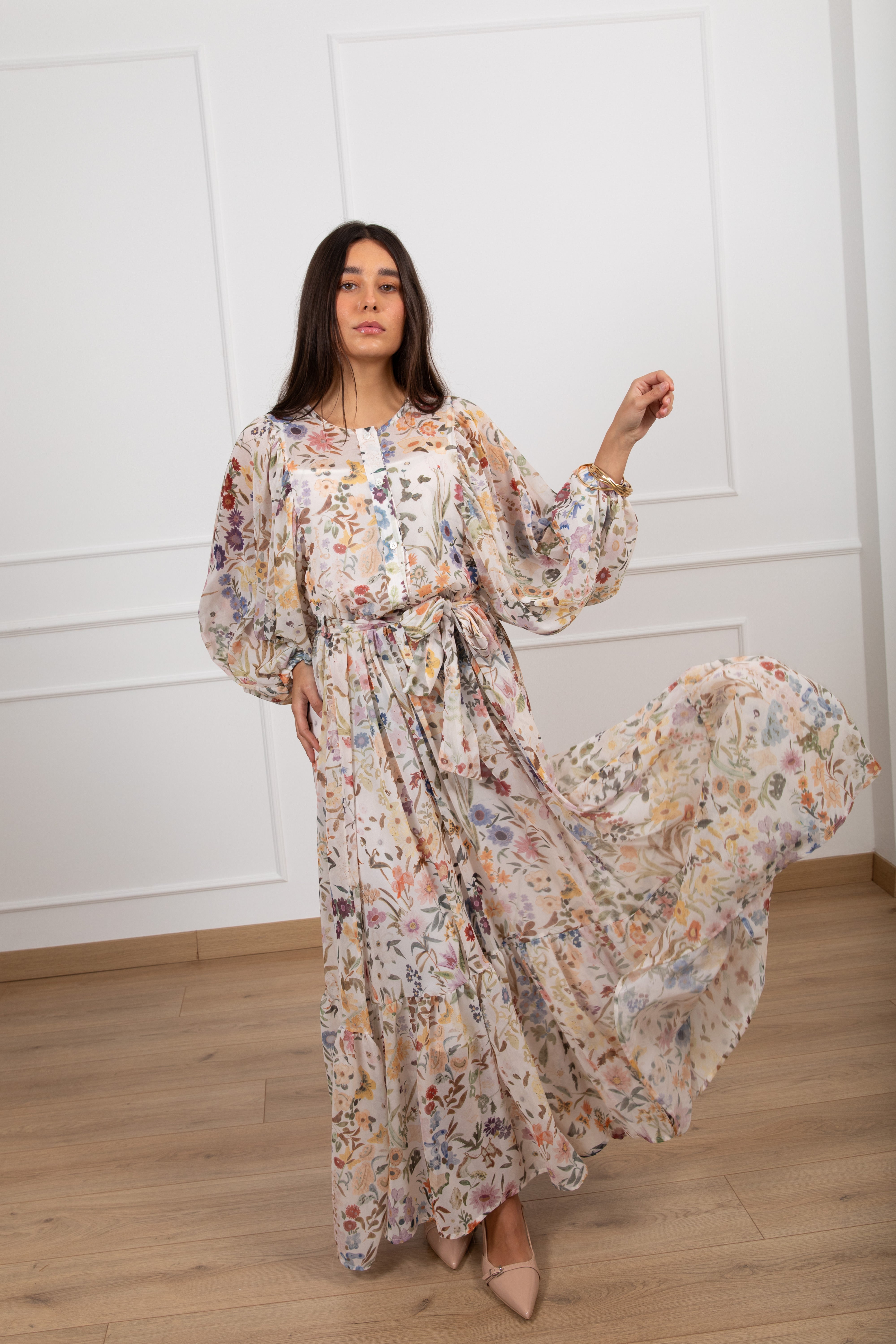 Abito lungo fantasia flowers summer ViCOLO