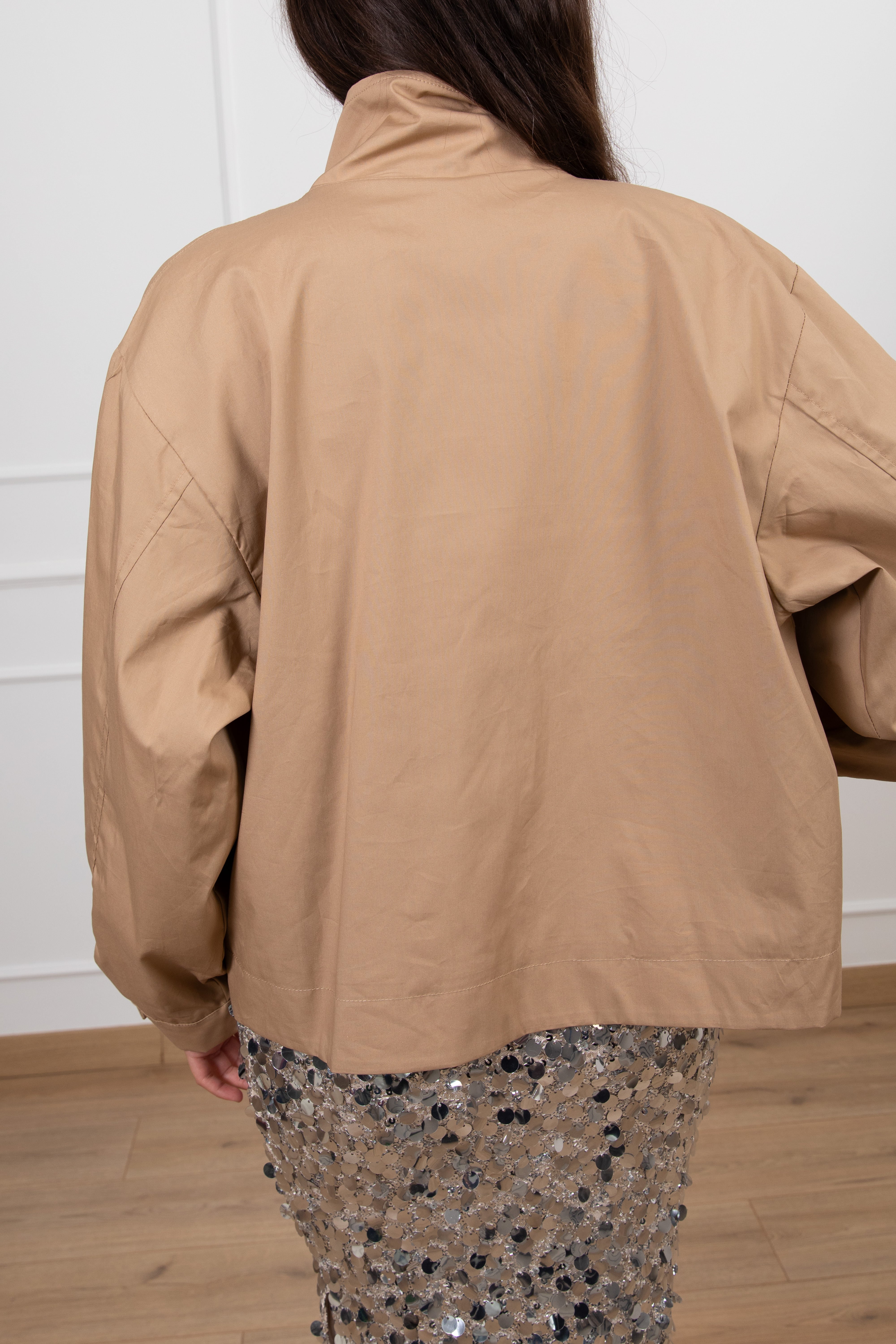 Bomber con inserto paillettes argento Tensione IN