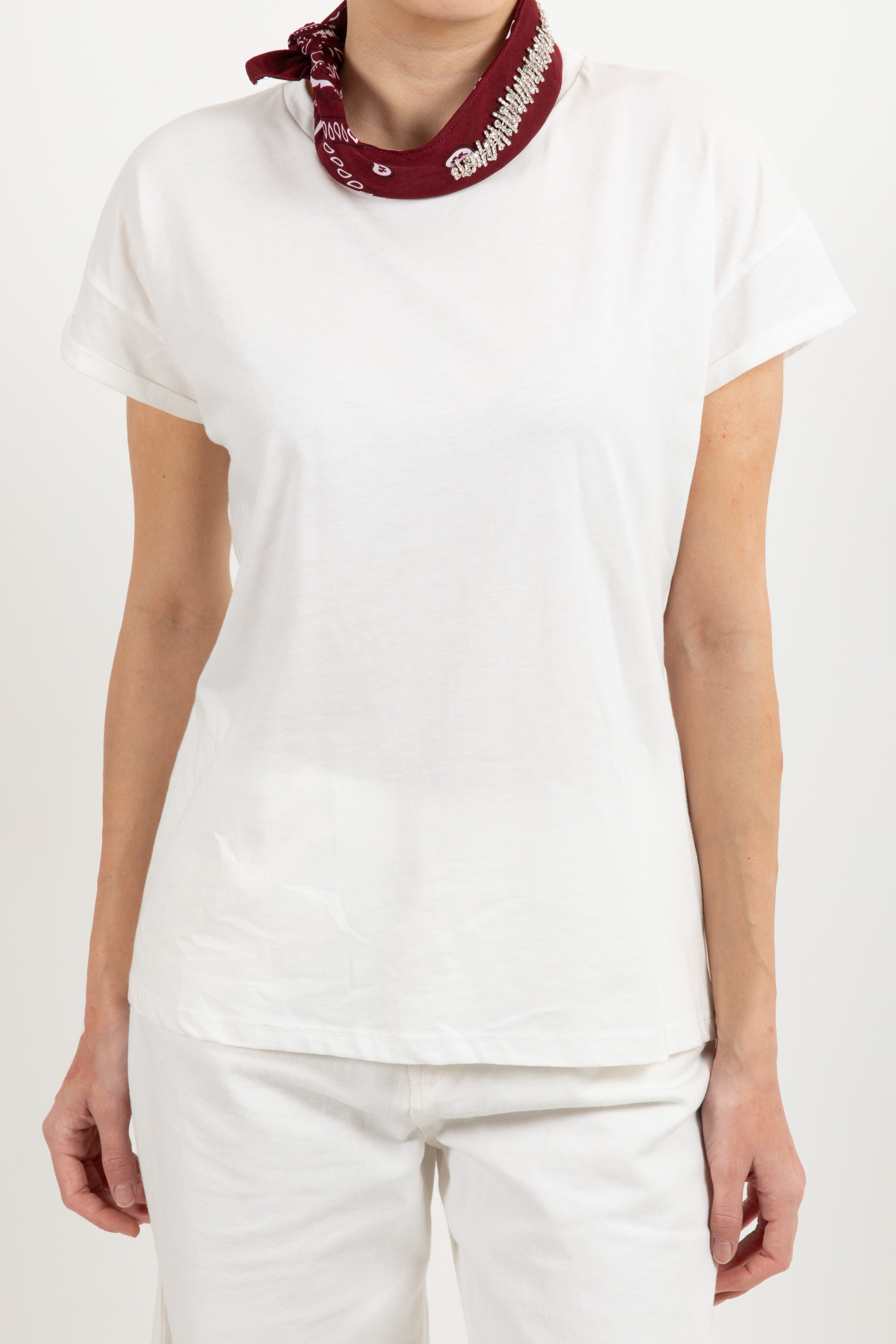 T-shirt con foulard bandana e pietre Tensione IN