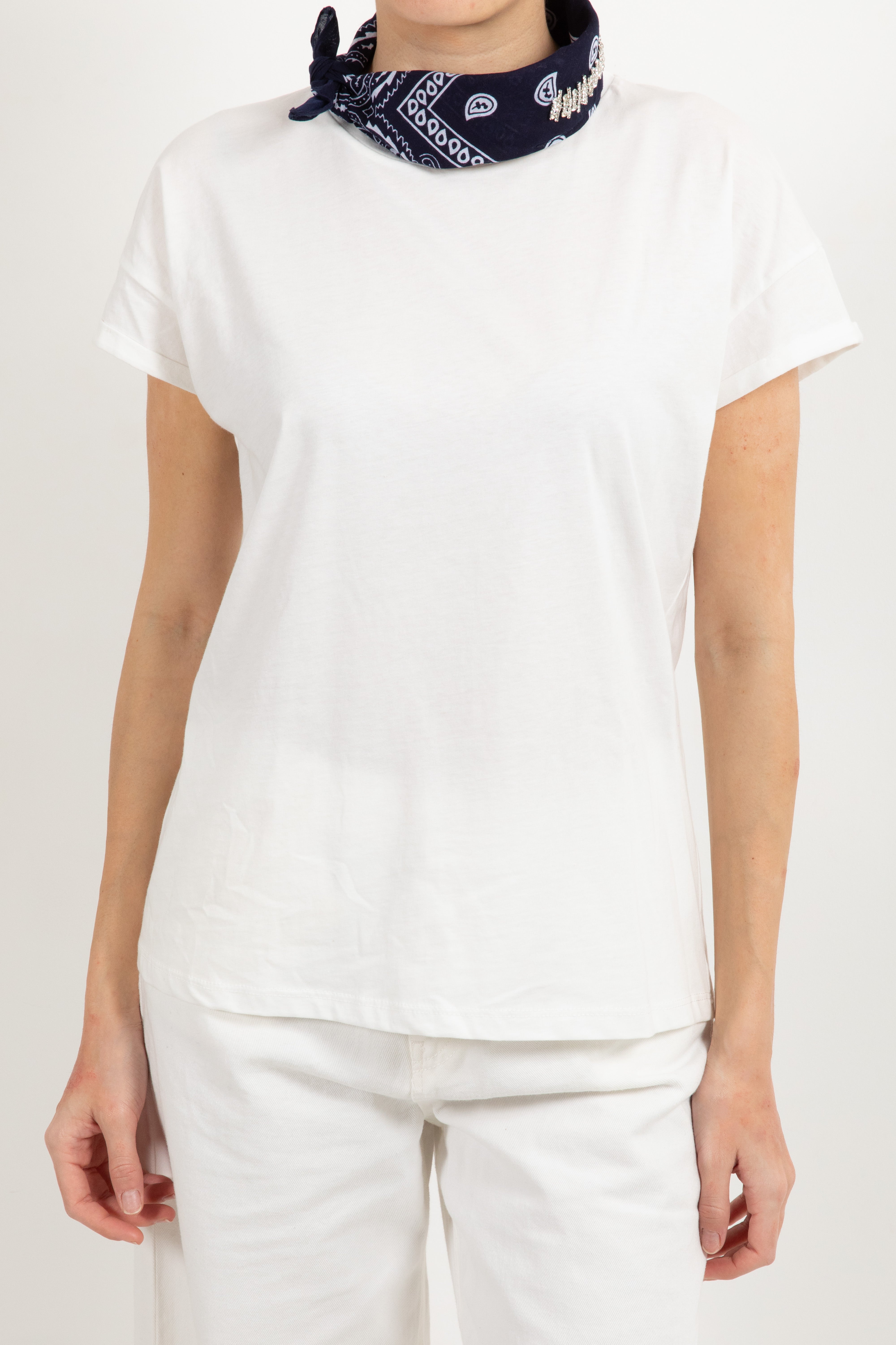 T-shirt con foulard bandana e pietre Tensione IN