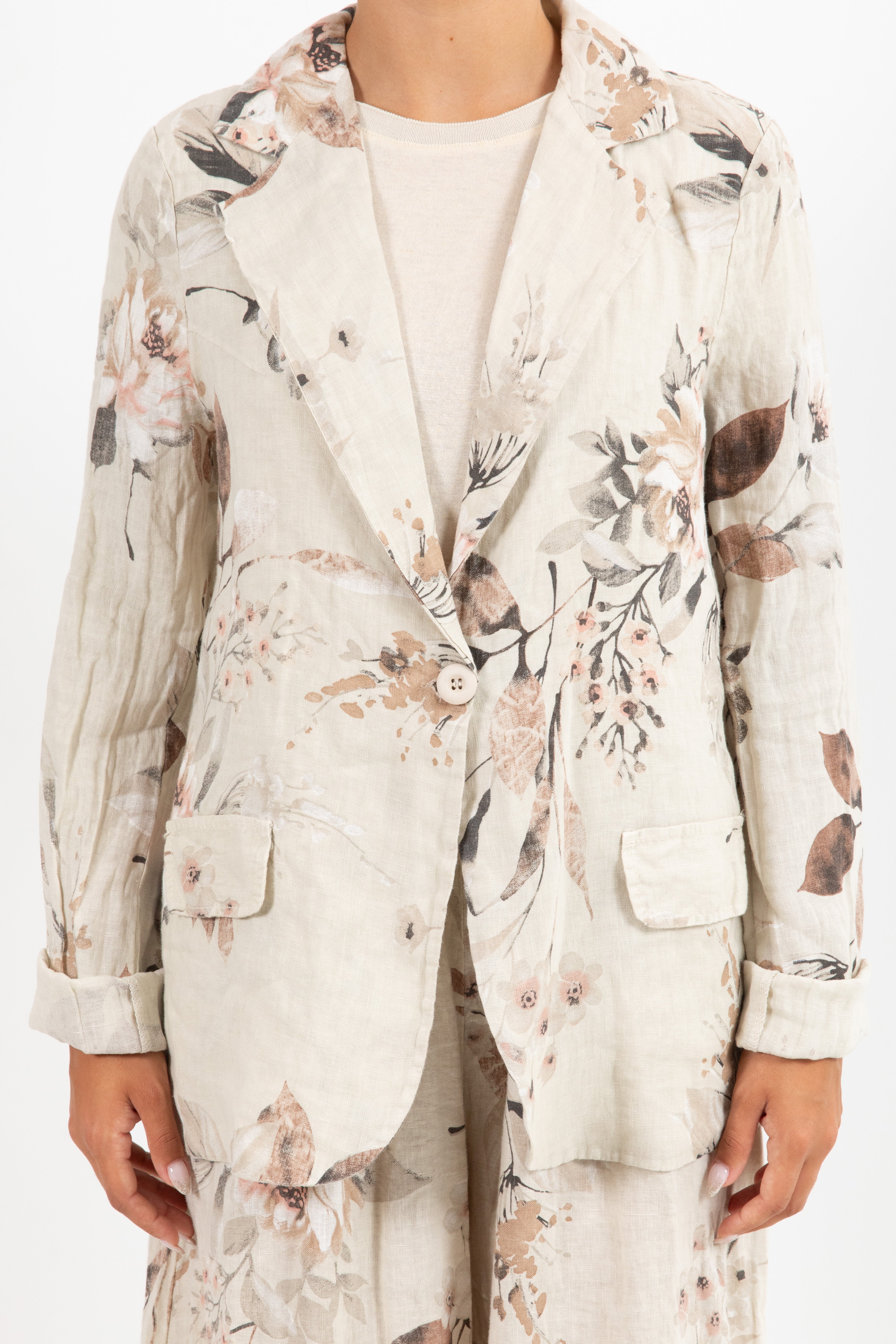 Giacca 100% lino fantasia flowers Susy Mix