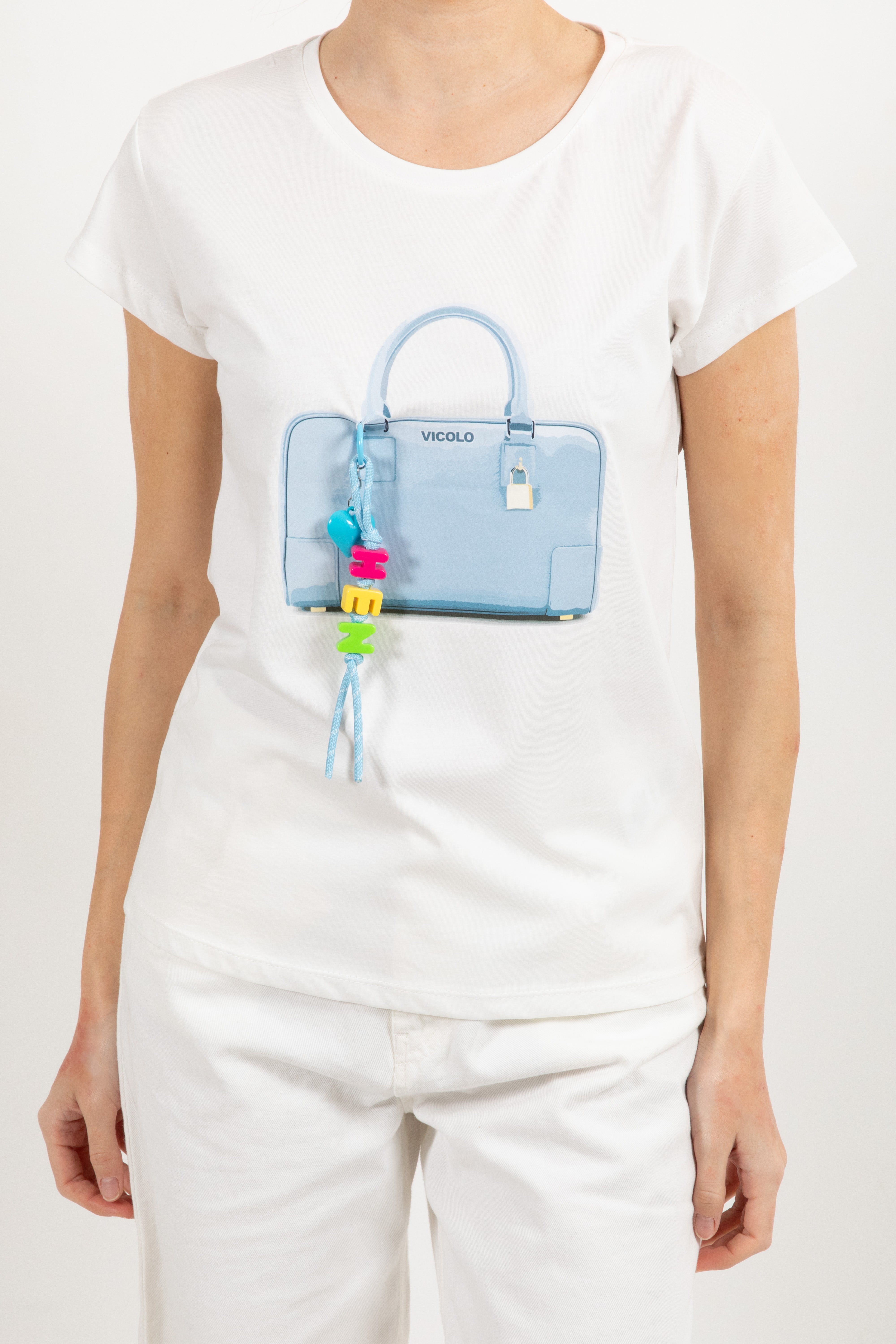 T-shirt con borsa e charms ViCOLO