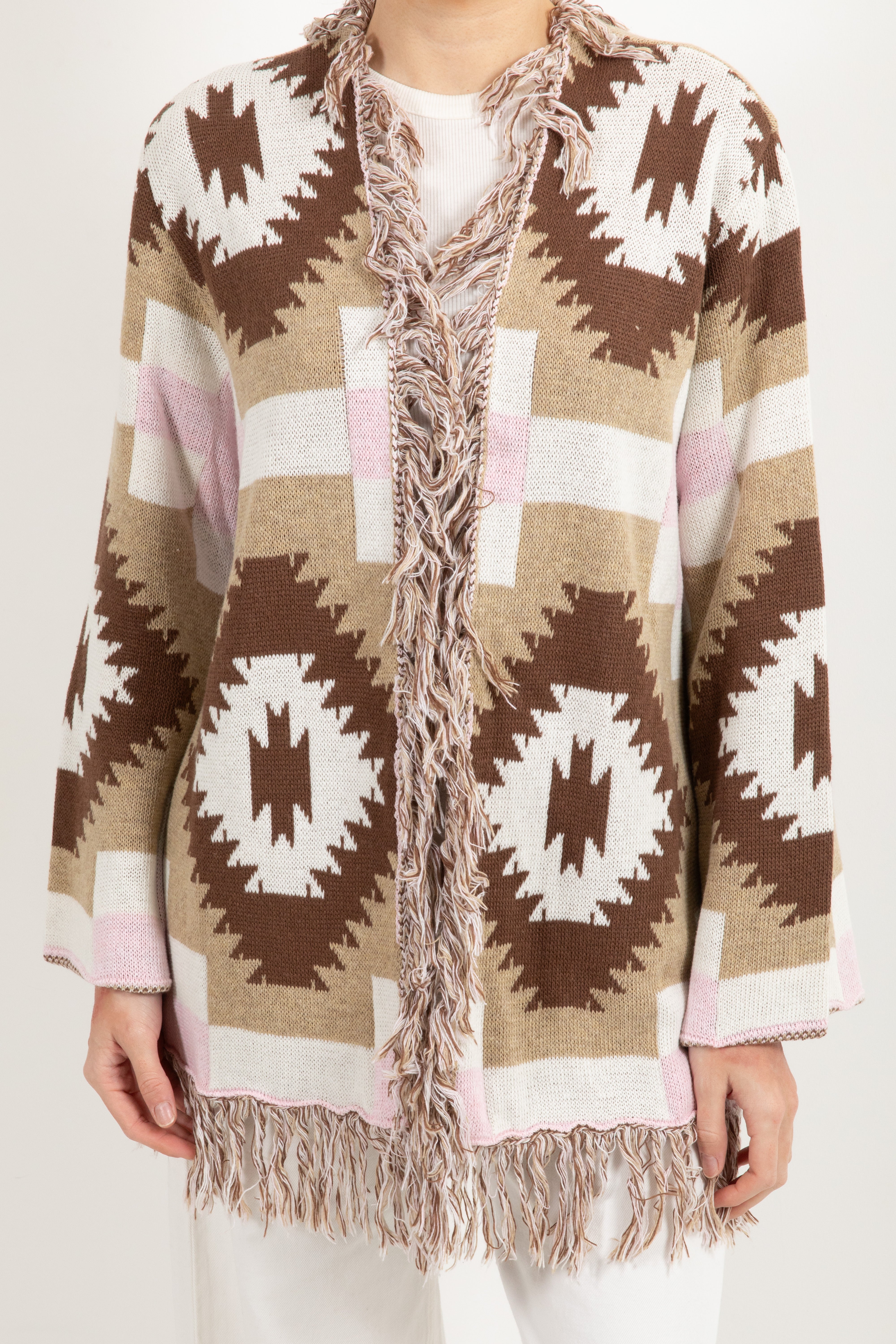 Maxi-cardigan etnico fantasia rombi Tensione IN