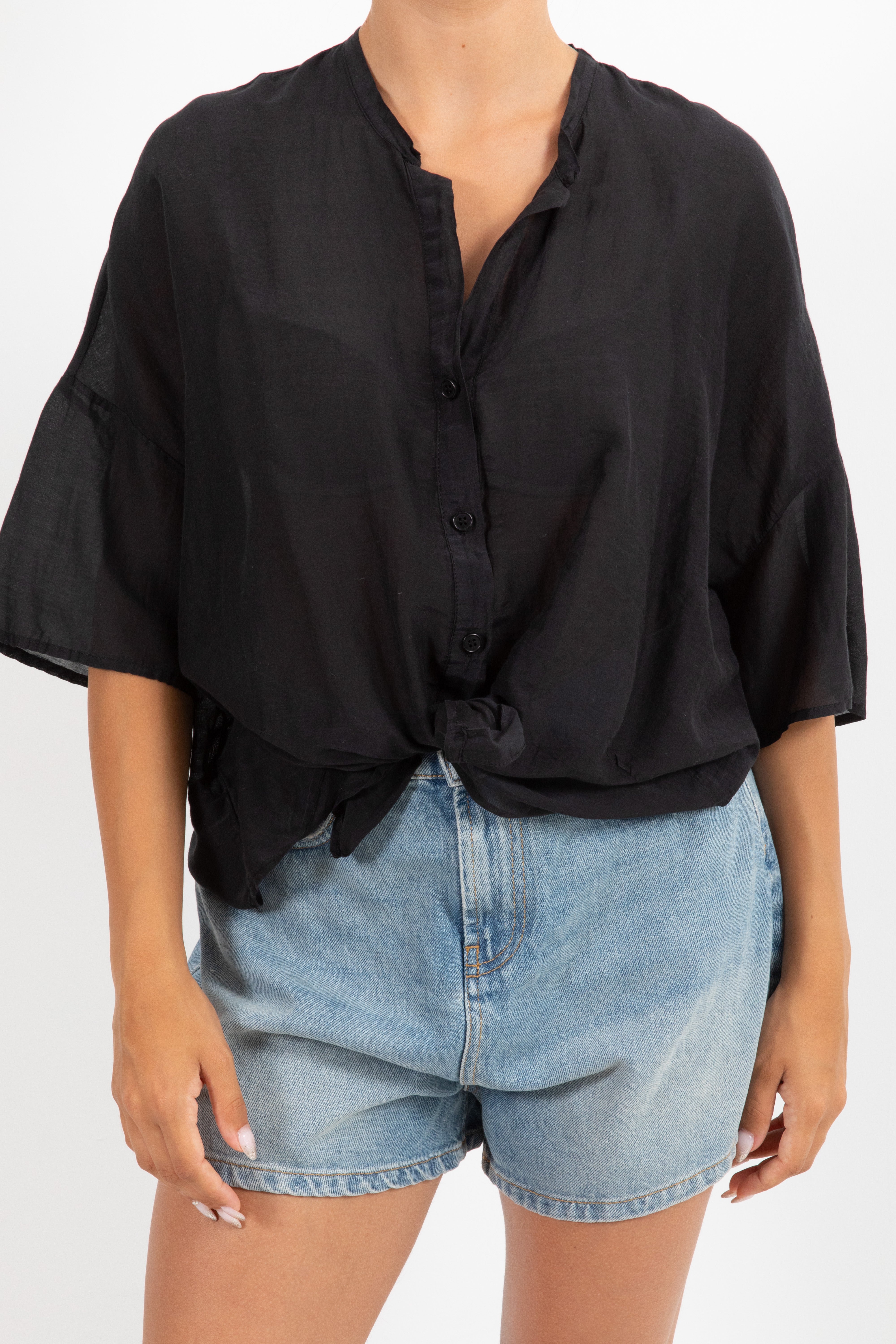 Camicia manica corta in cotone e seta ViCOLO
