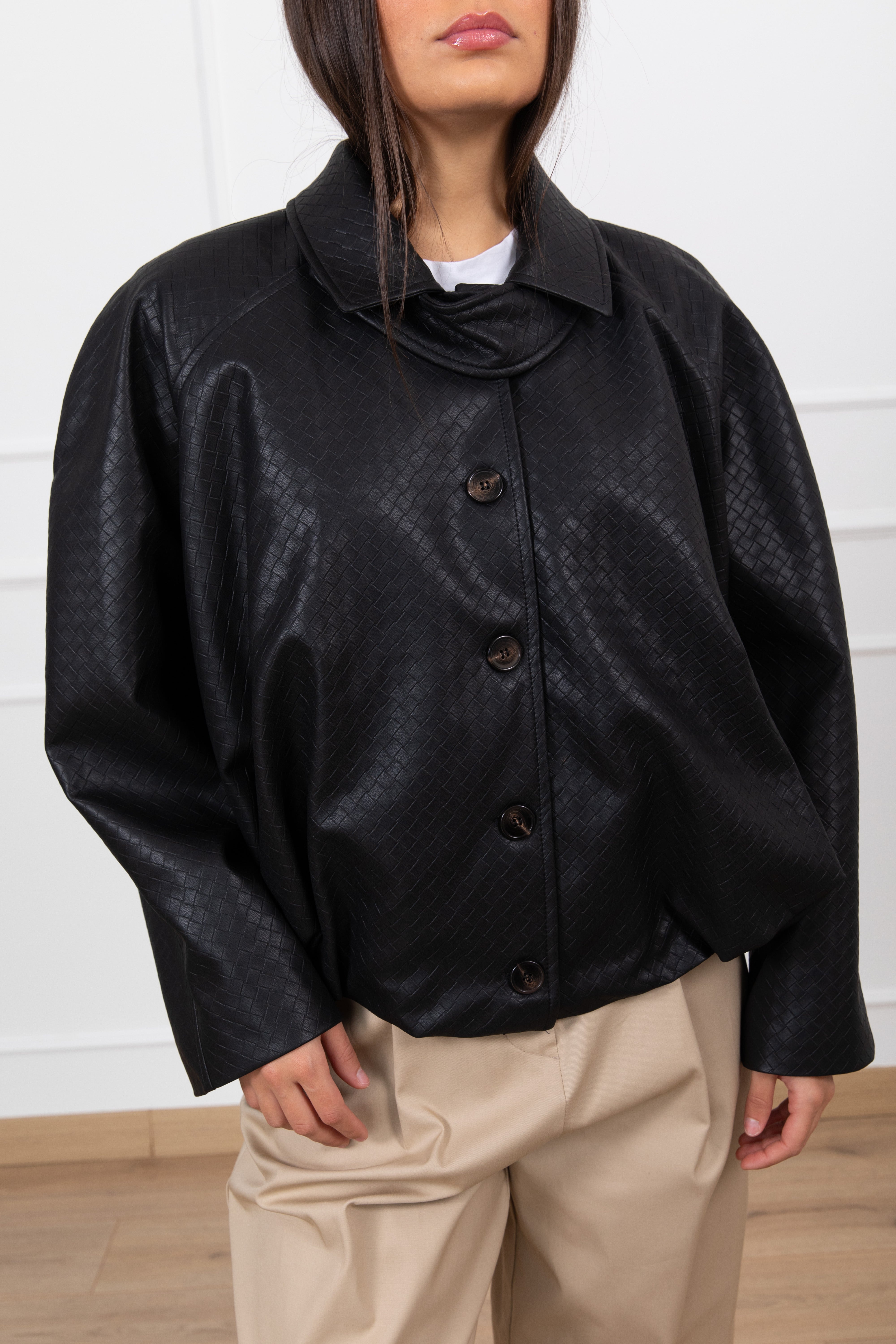 Bomber in eco-pelle intrecciata Tensione IN