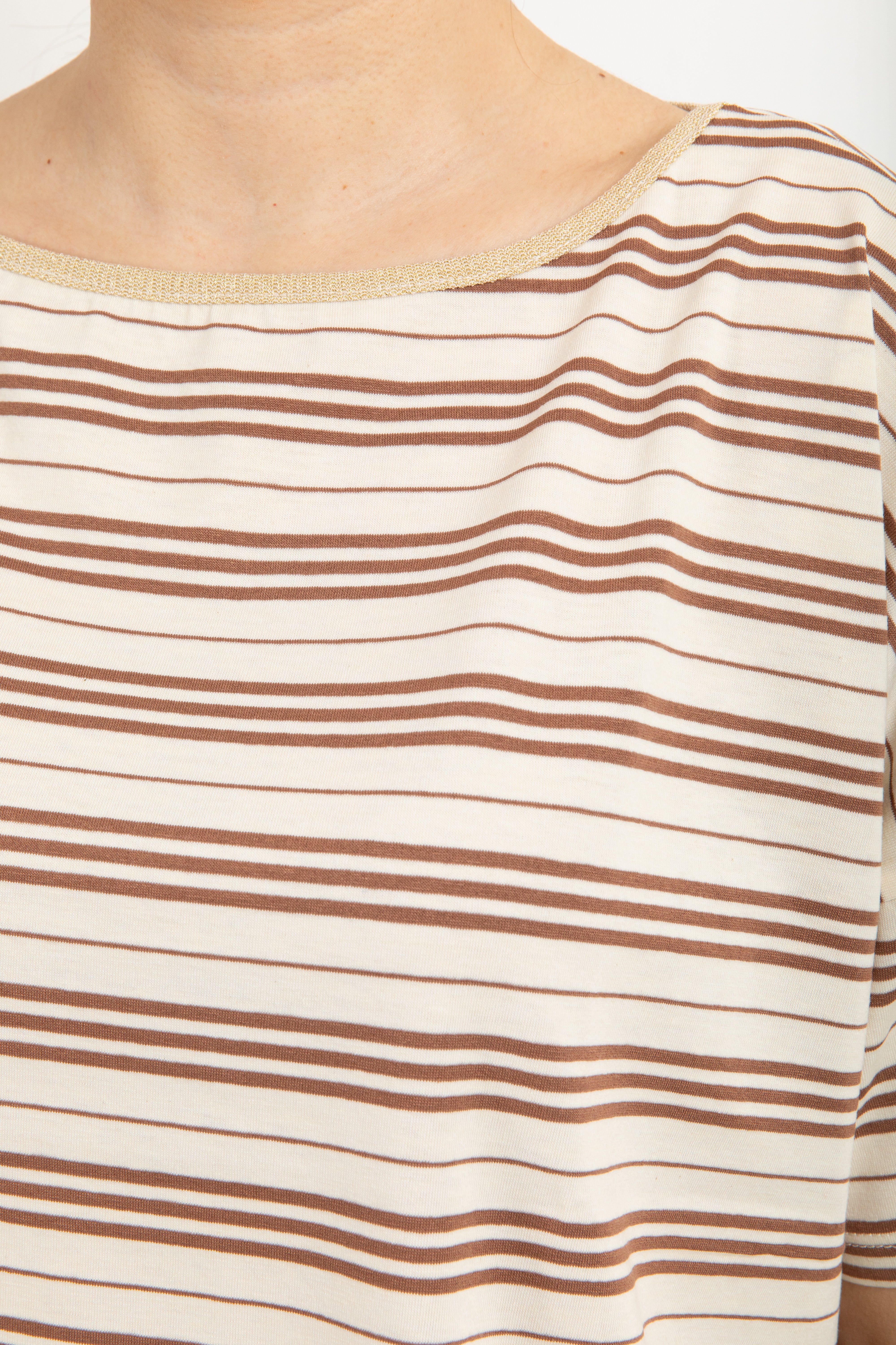 T-shirt a righe con collo piping Susy Mix