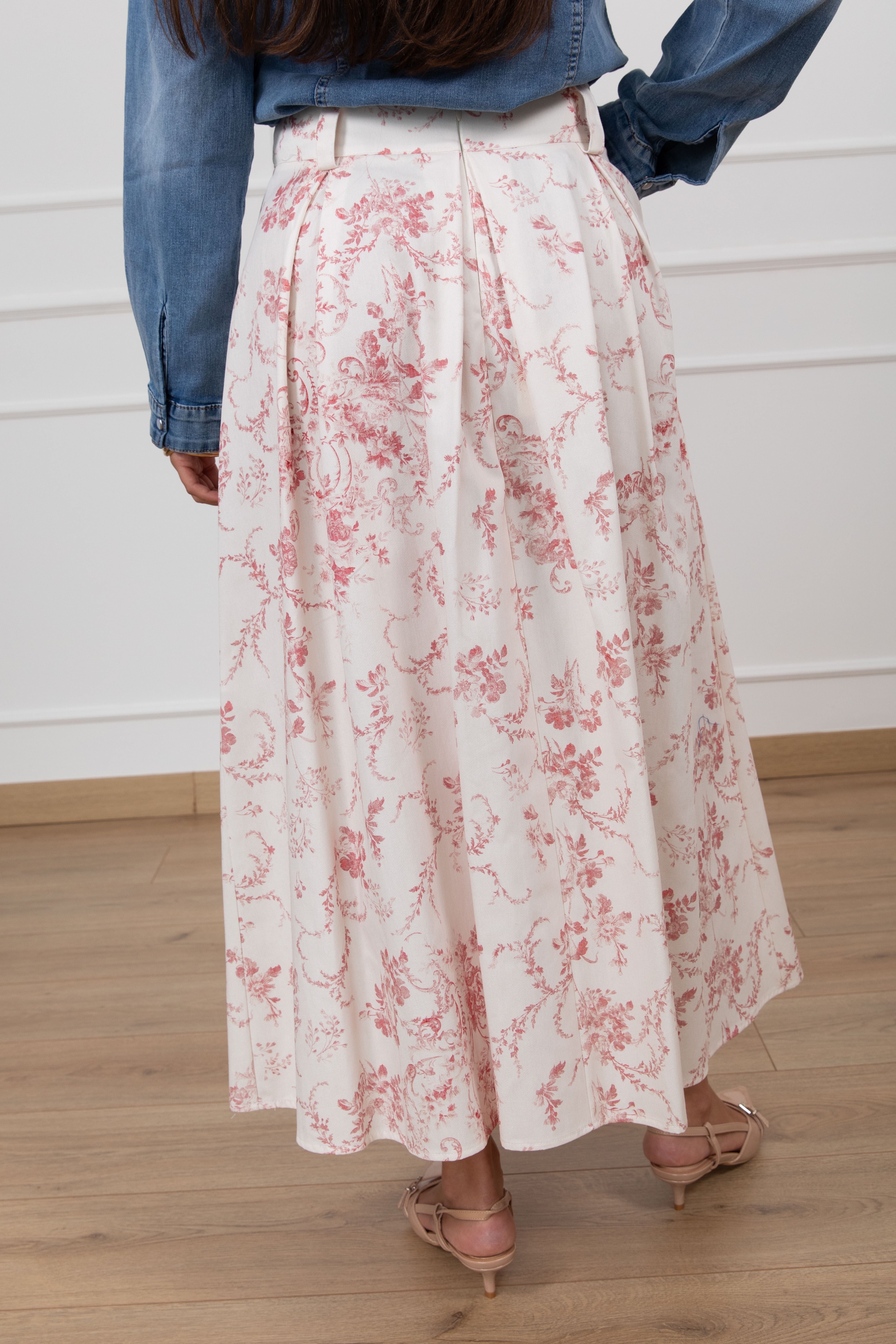 Gonna a pieghe fantasia tela de jouy Tensione IN