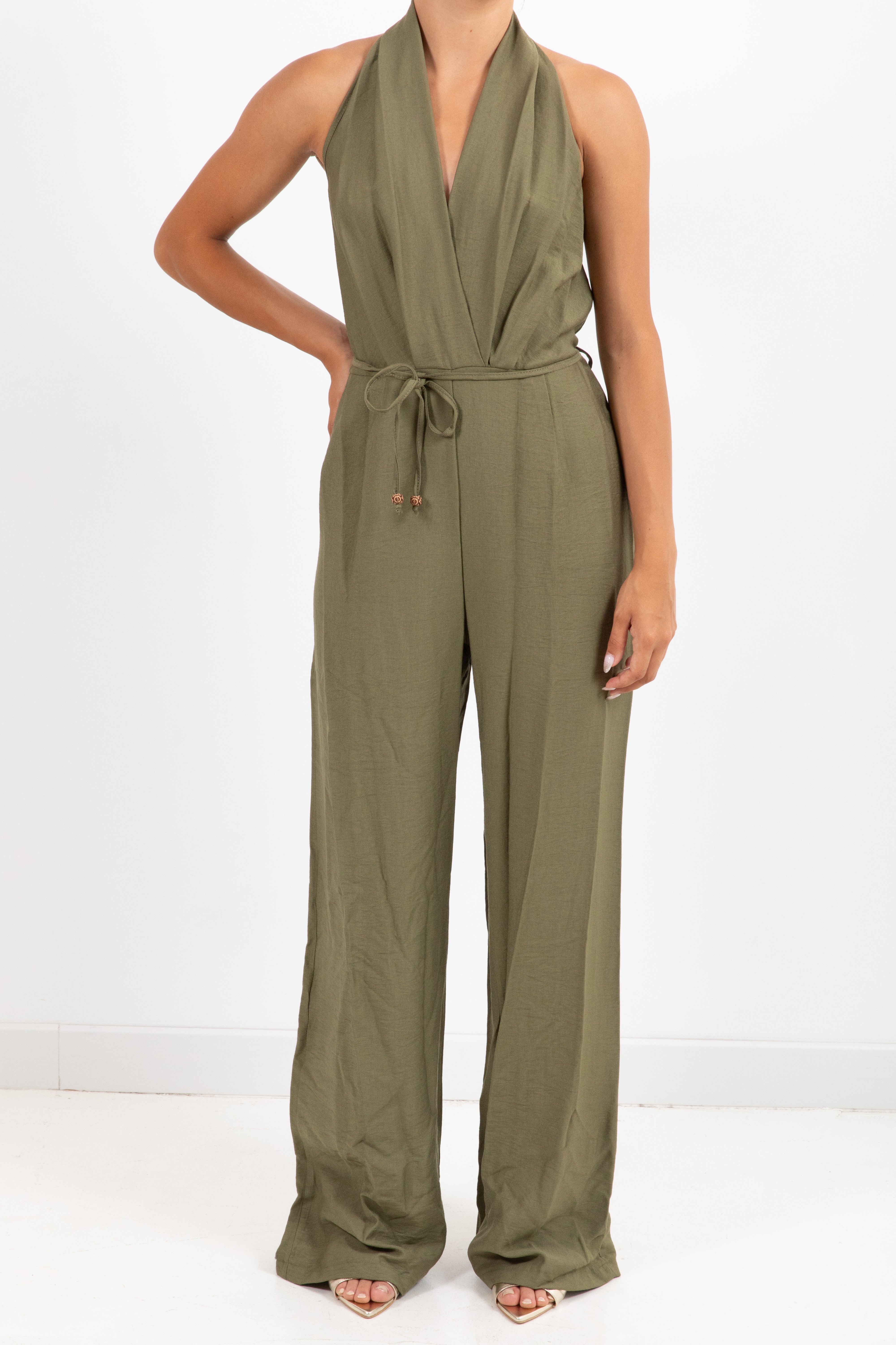 Jumpsuit in viscosa goffrata con schiena scoperta Dixie