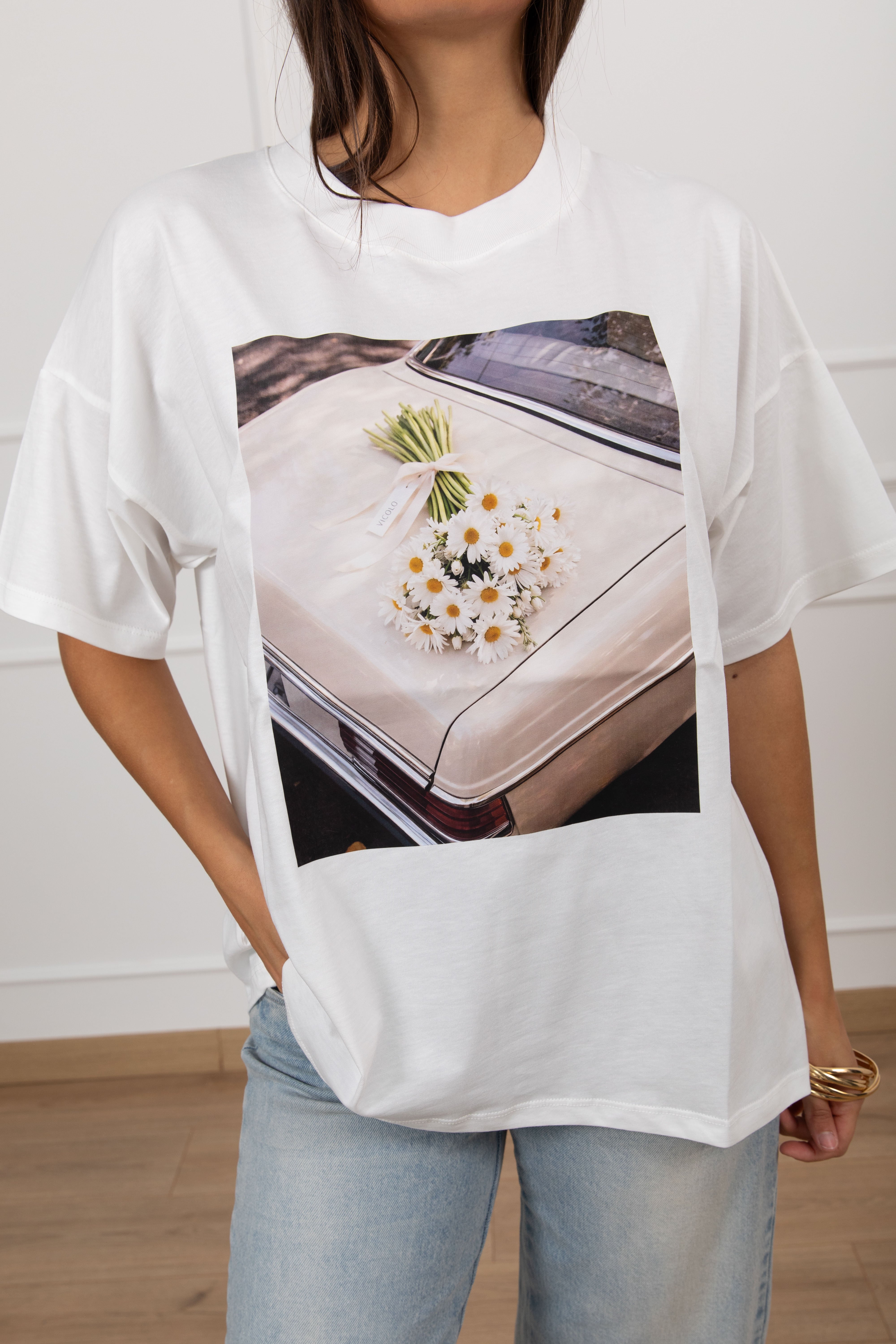 T-shirt over-size bouquet margherite ViCOLO