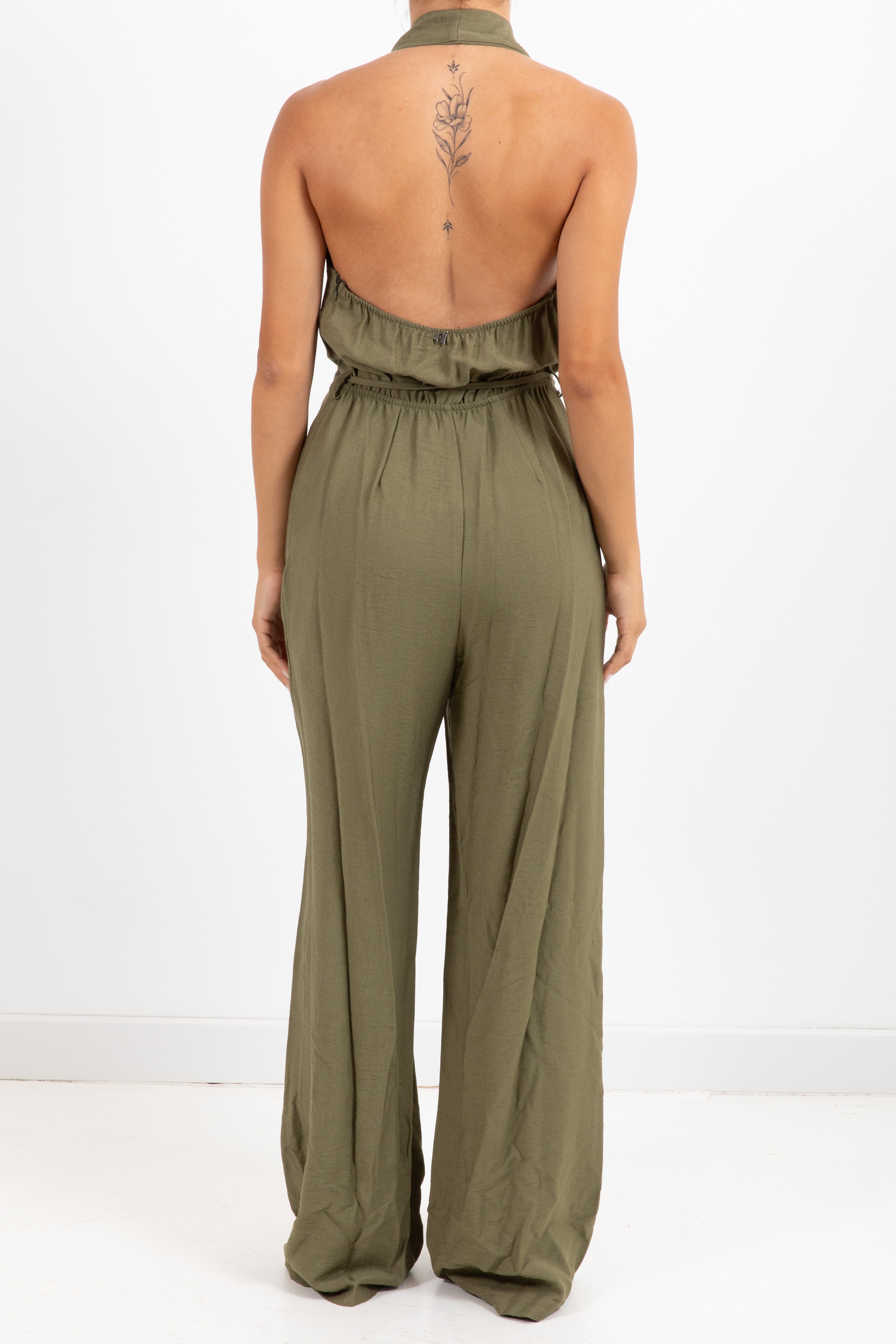 Jumpsuit in viscosa goffrata con schiena scoperta Dixie