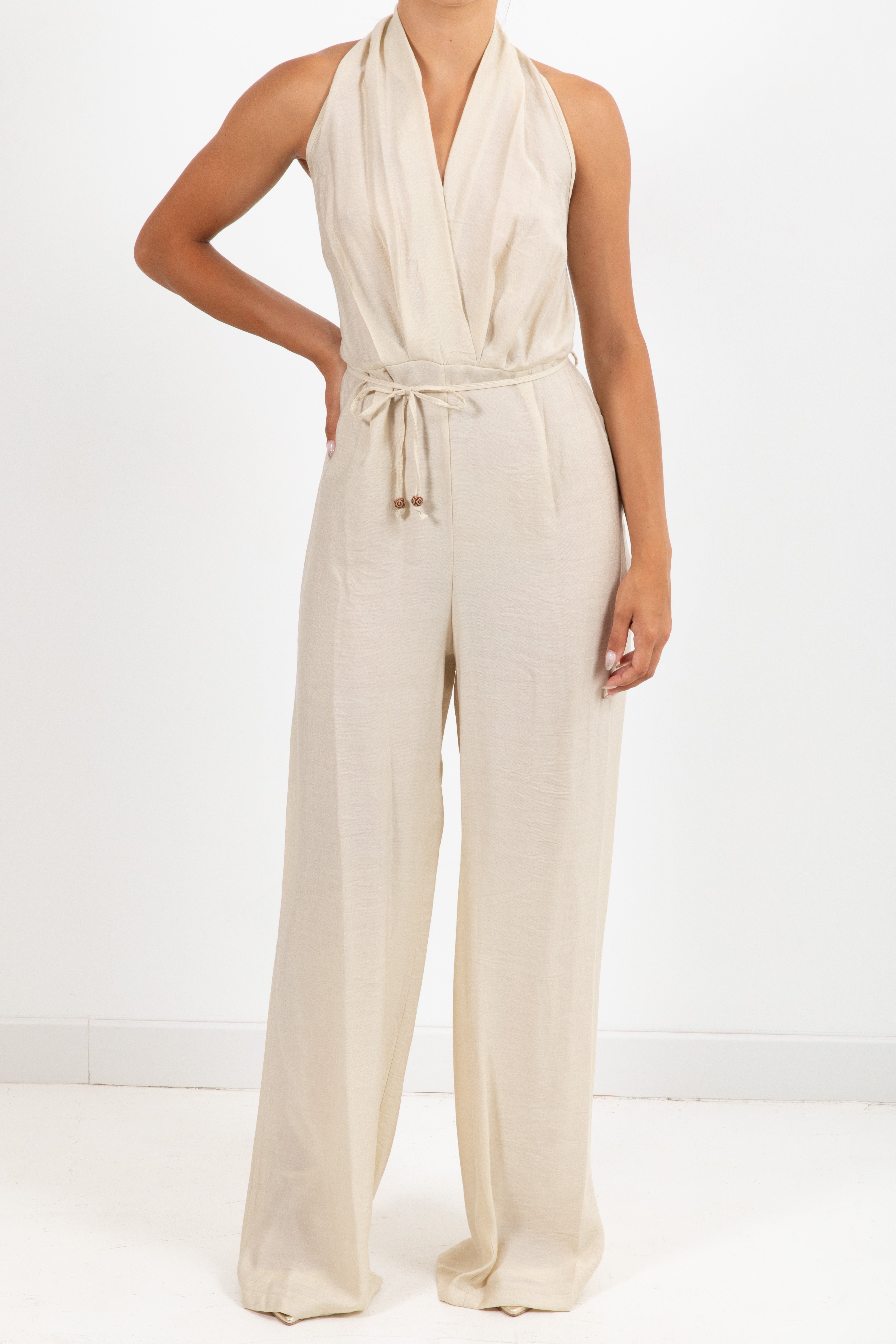 Jumpsuit in viscosa goffrata con schiena scoperta Dixie