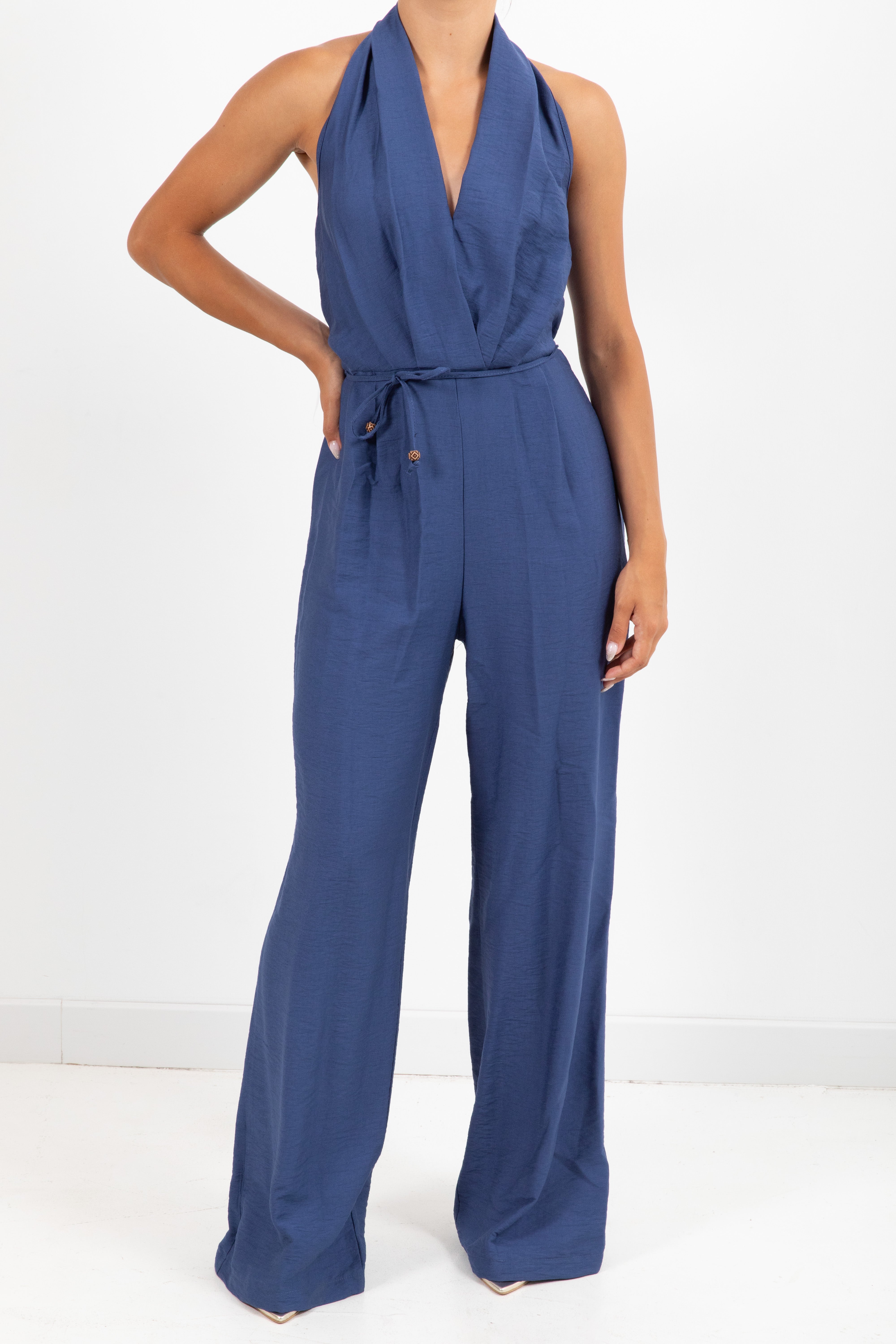 Jumpsuit in viscosa goffrata con schiena scoperta Dixie