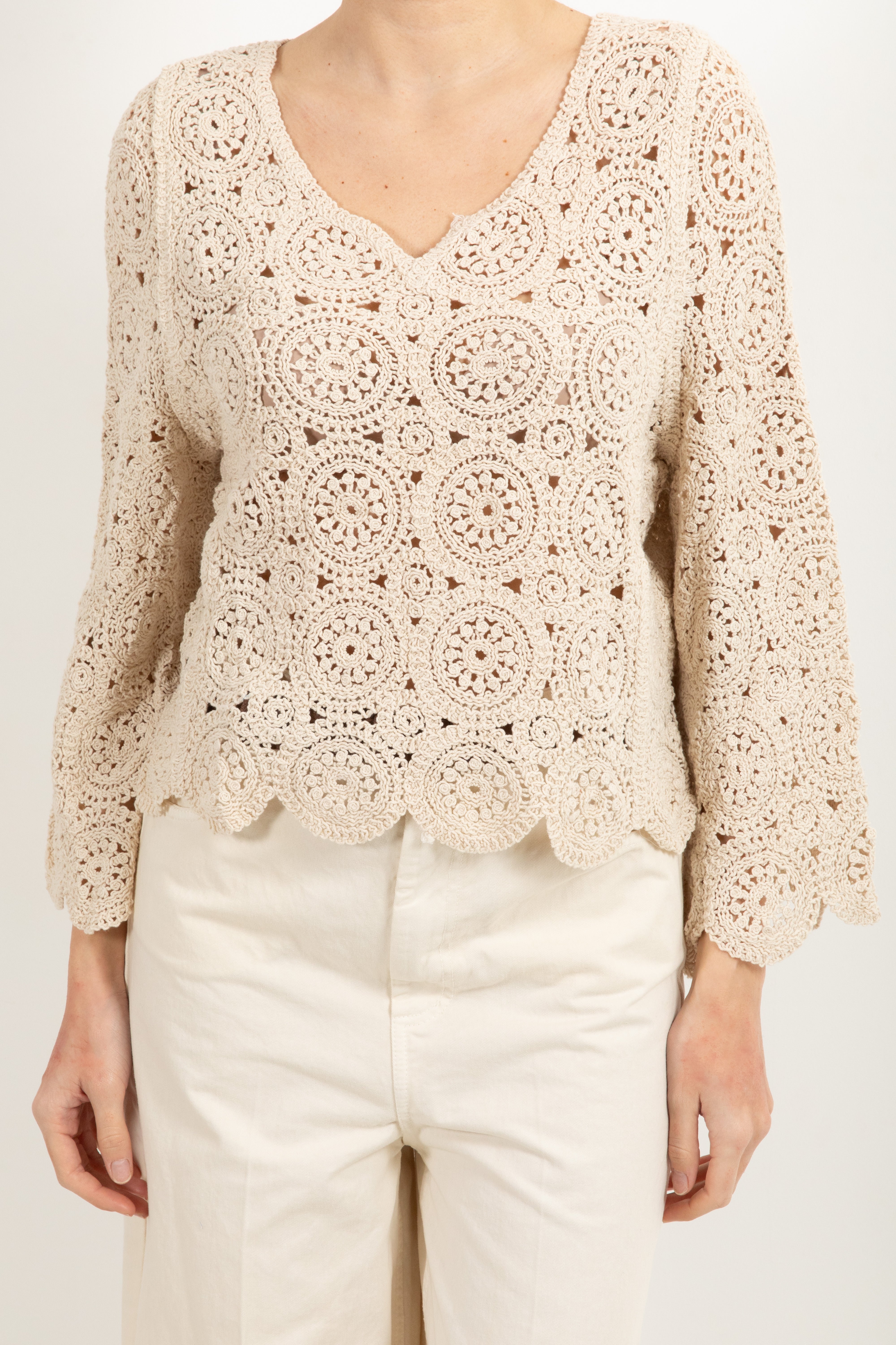 Maglia crochet con scollo a "V" Susy Mix