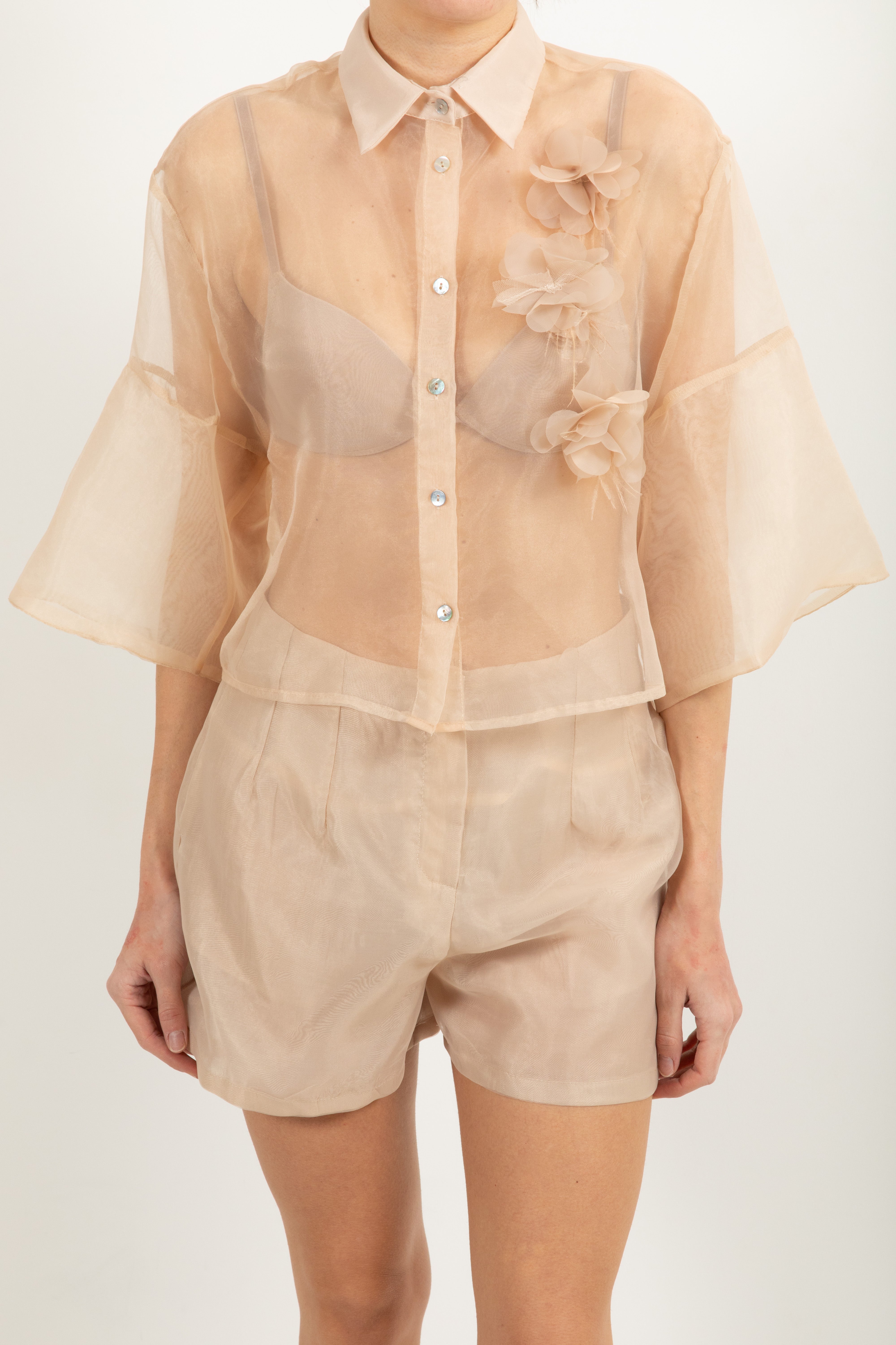 Camicia cropped in organza ViCOLO