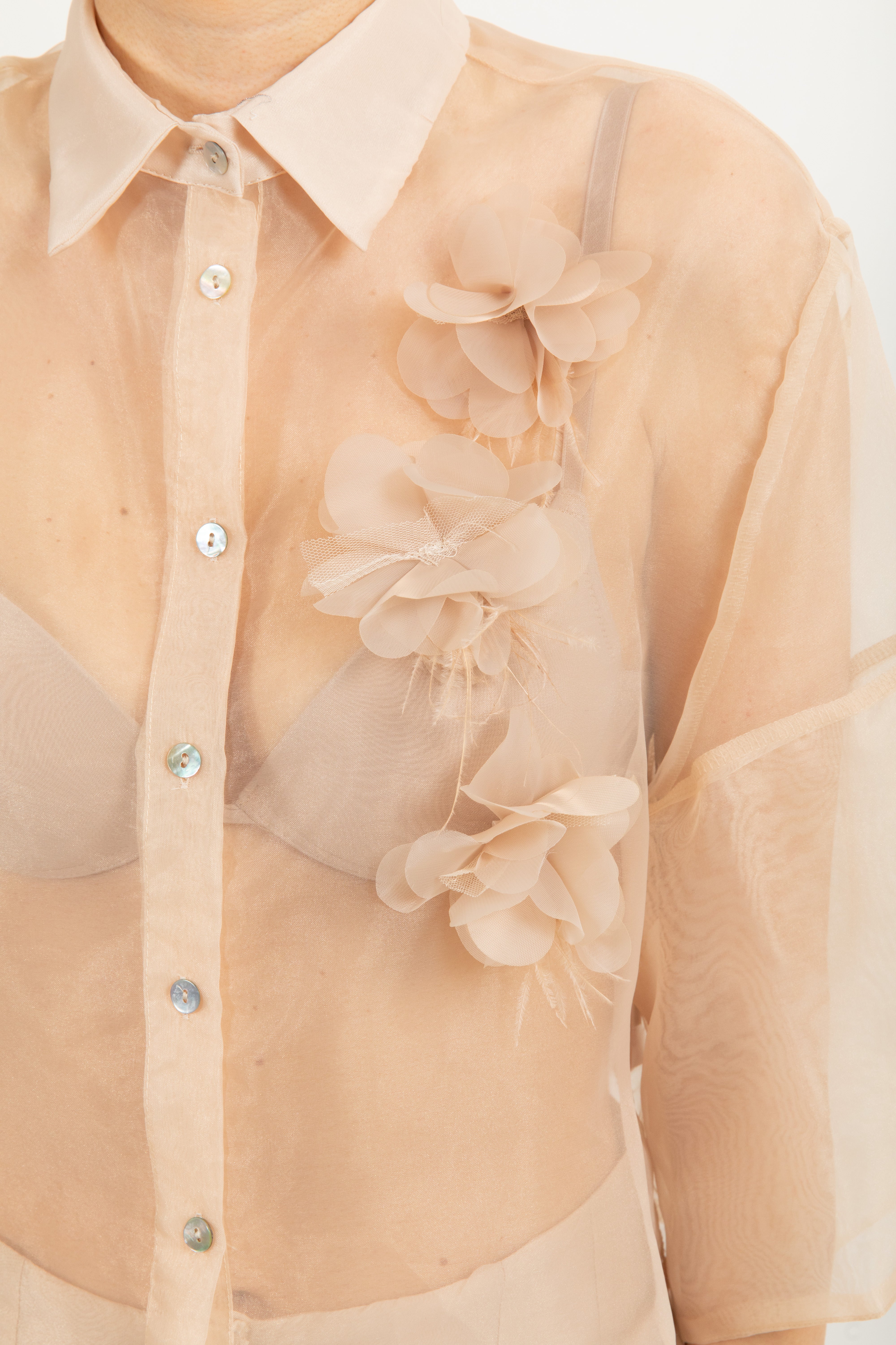 Camicia cropped in organza ViCOLO