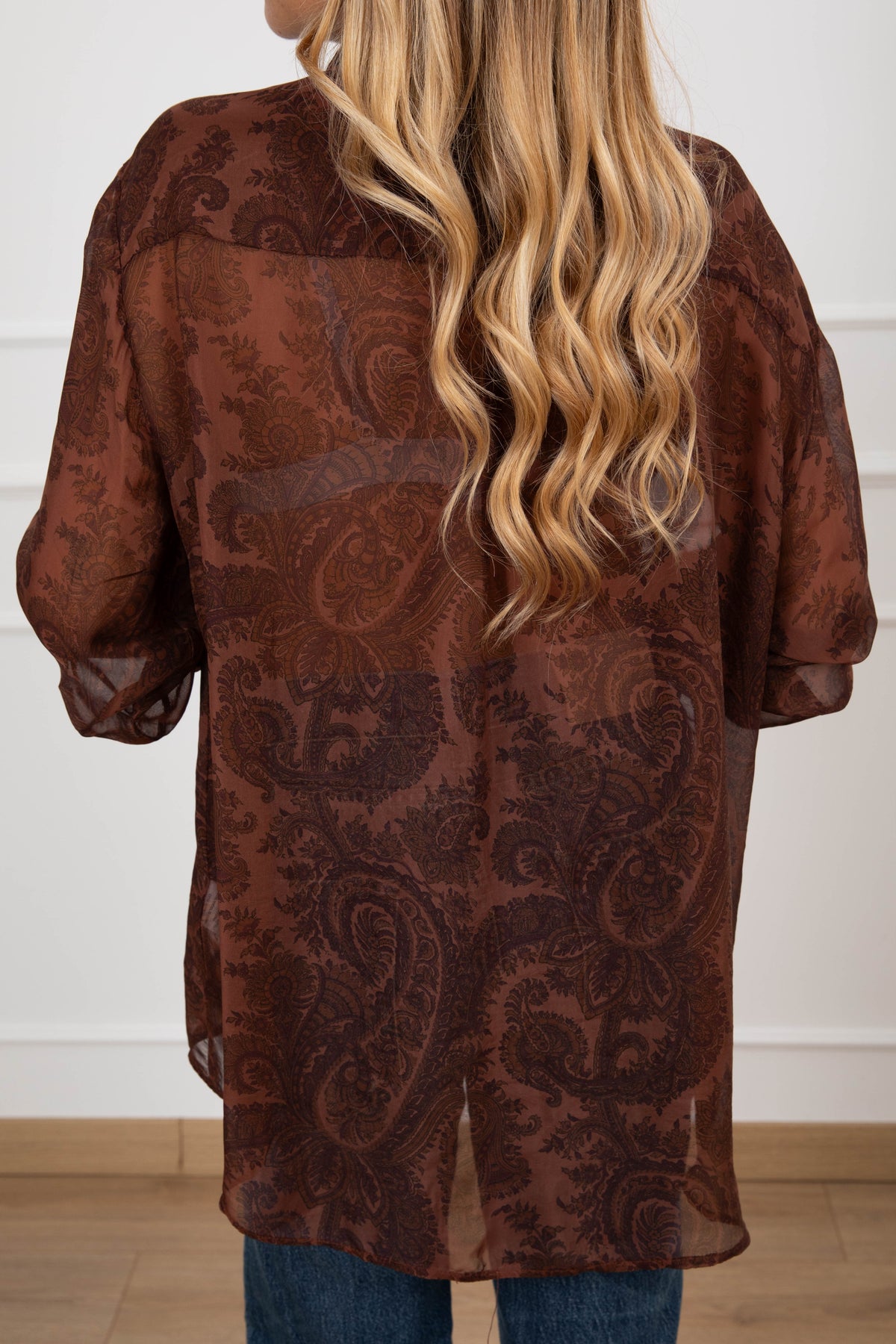Camicia misto-seta fantasia cashmere variante tabacco ViCOLO