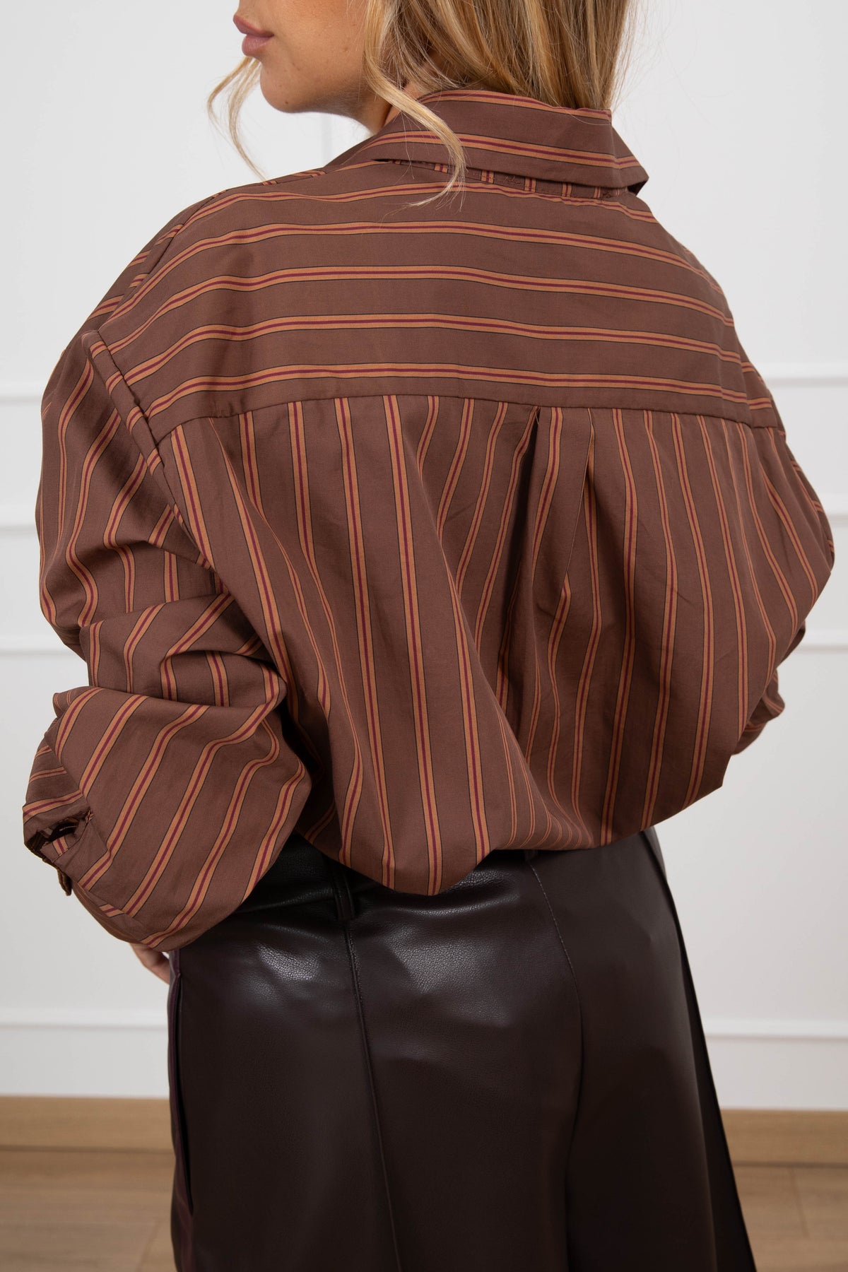 Camicia over-size bacchettata variante moro/bordeaux Haveone
