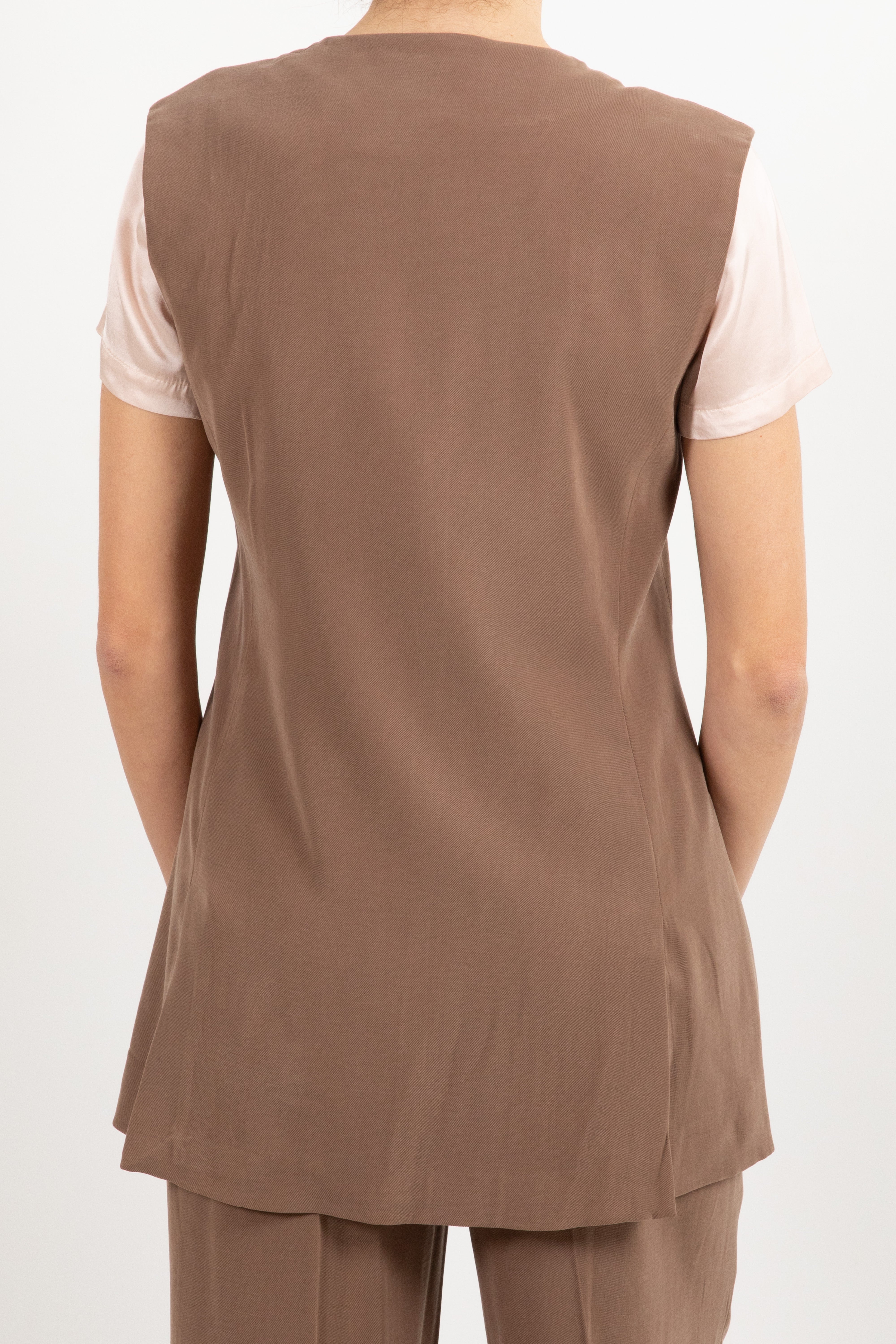 Coordinato tessuto fluido maxi gilet e pantalone con elastico sul retro Susy Mix
