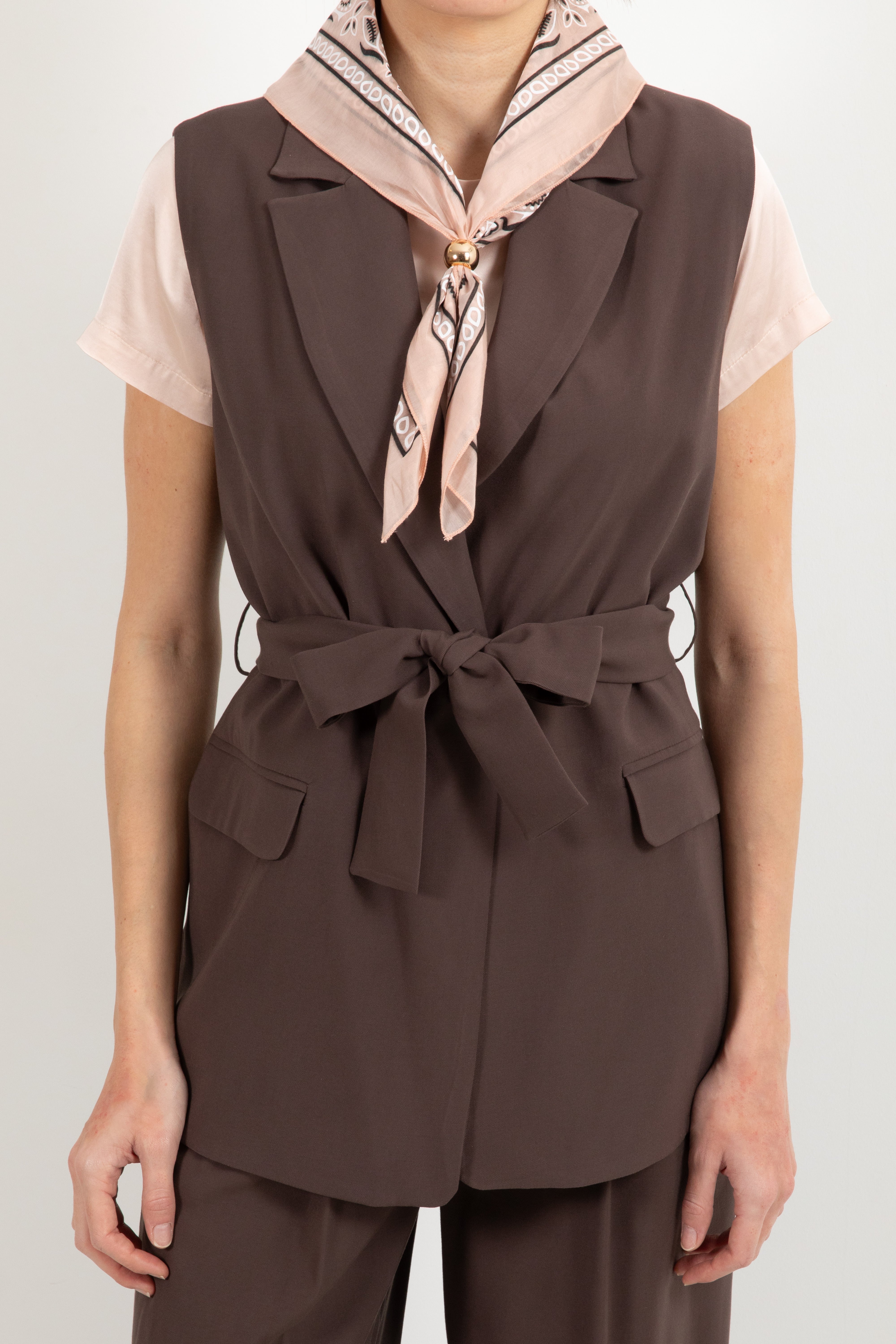 Maxi-gilet tessuto fluido con fusciacca e foulard bandana Tensione IN