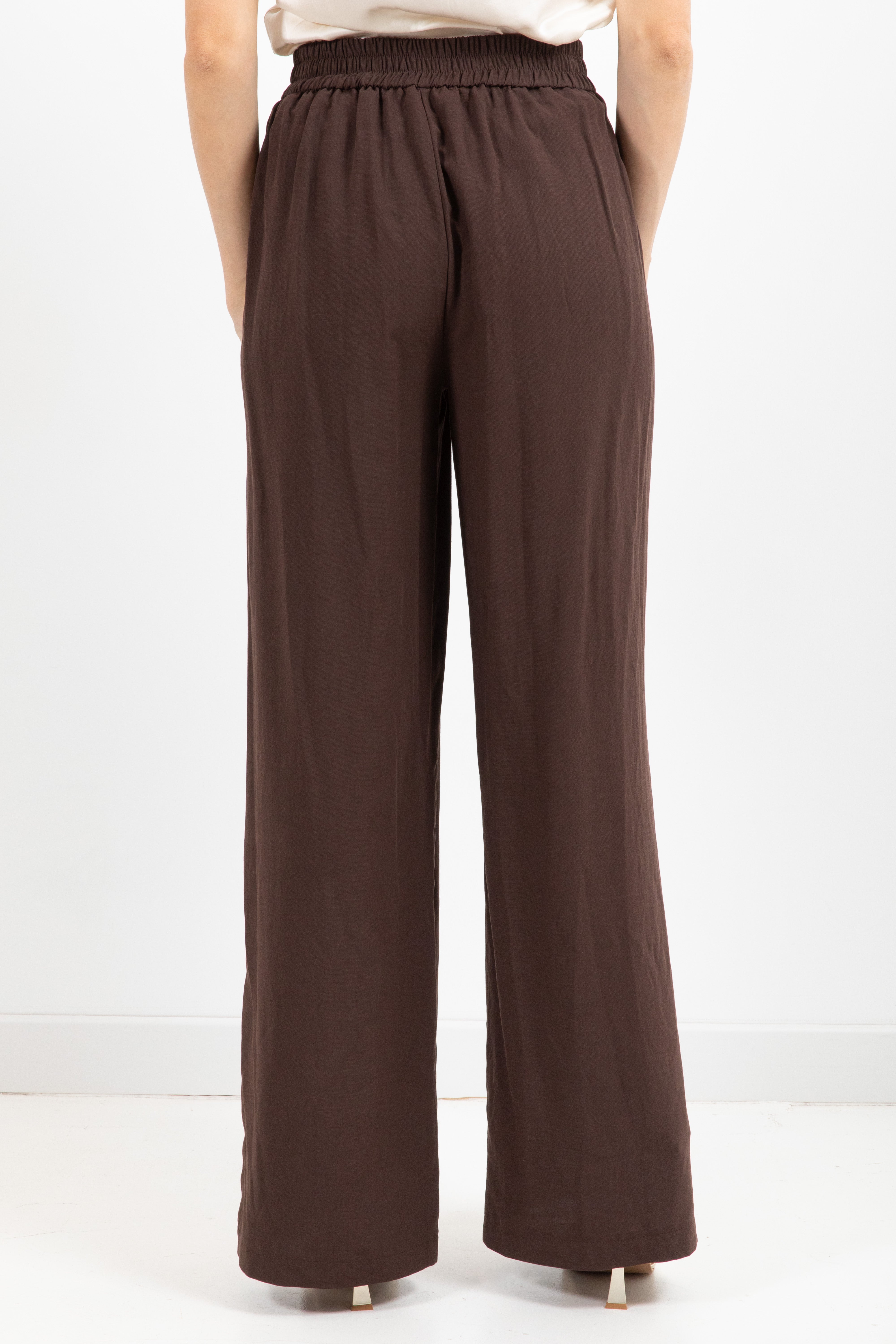Pantalone gamba dritta con elastico sul retro in lino e viscosa ViCOLO
