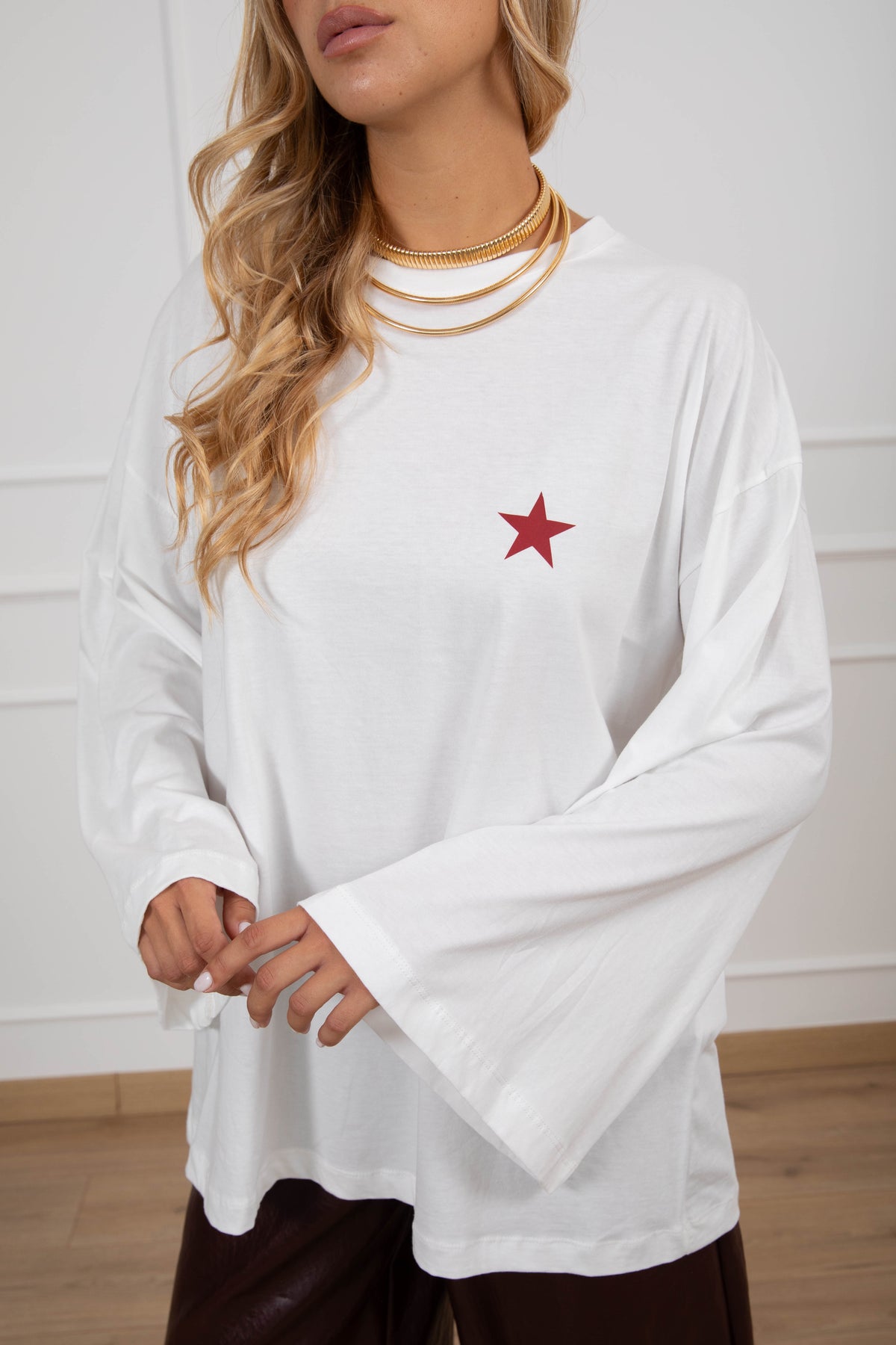 T-shirt manica lunga "Good days club" variante rosso ViCOLO