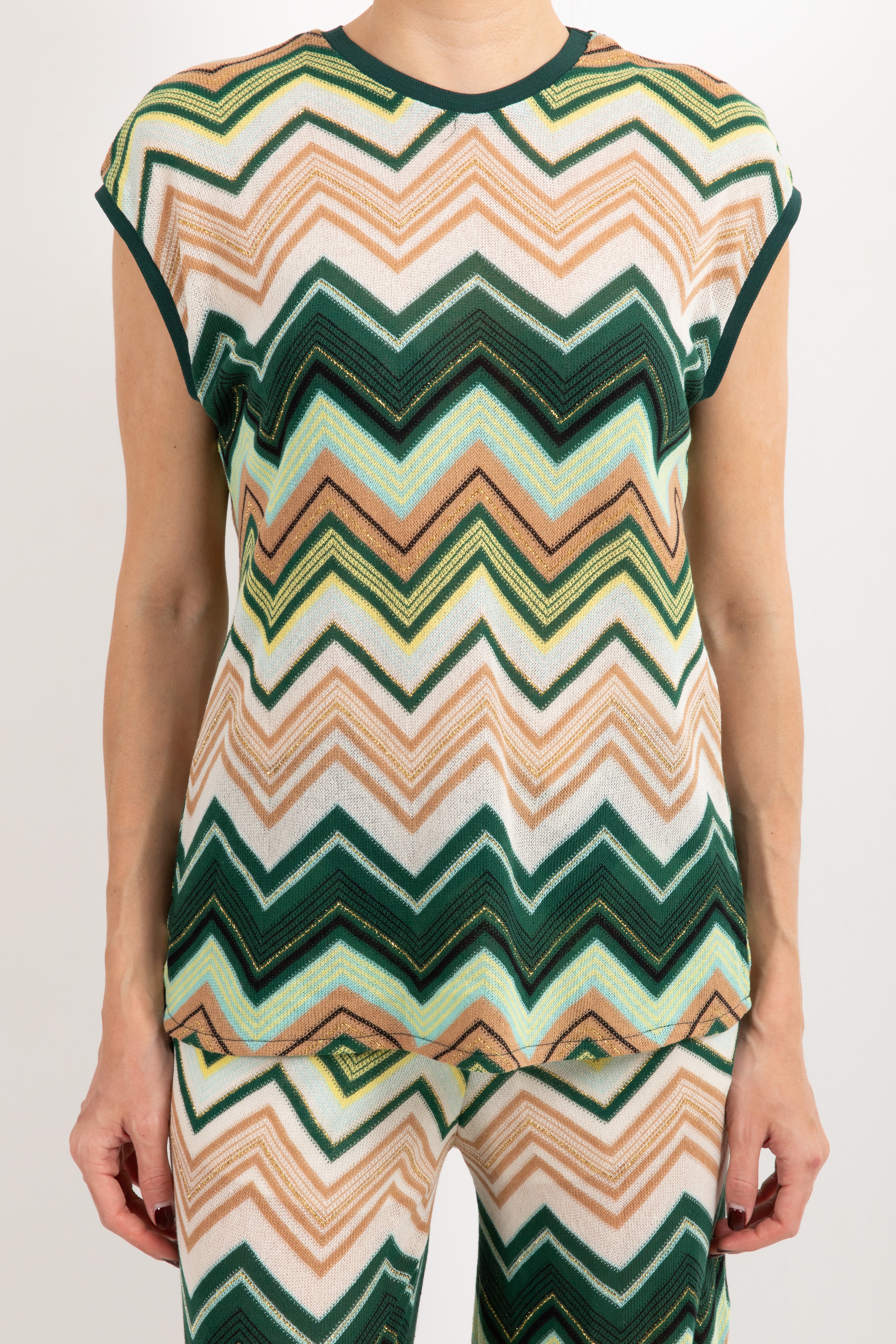 Blusa fantasia motivo zig-zag verde Tensione IN