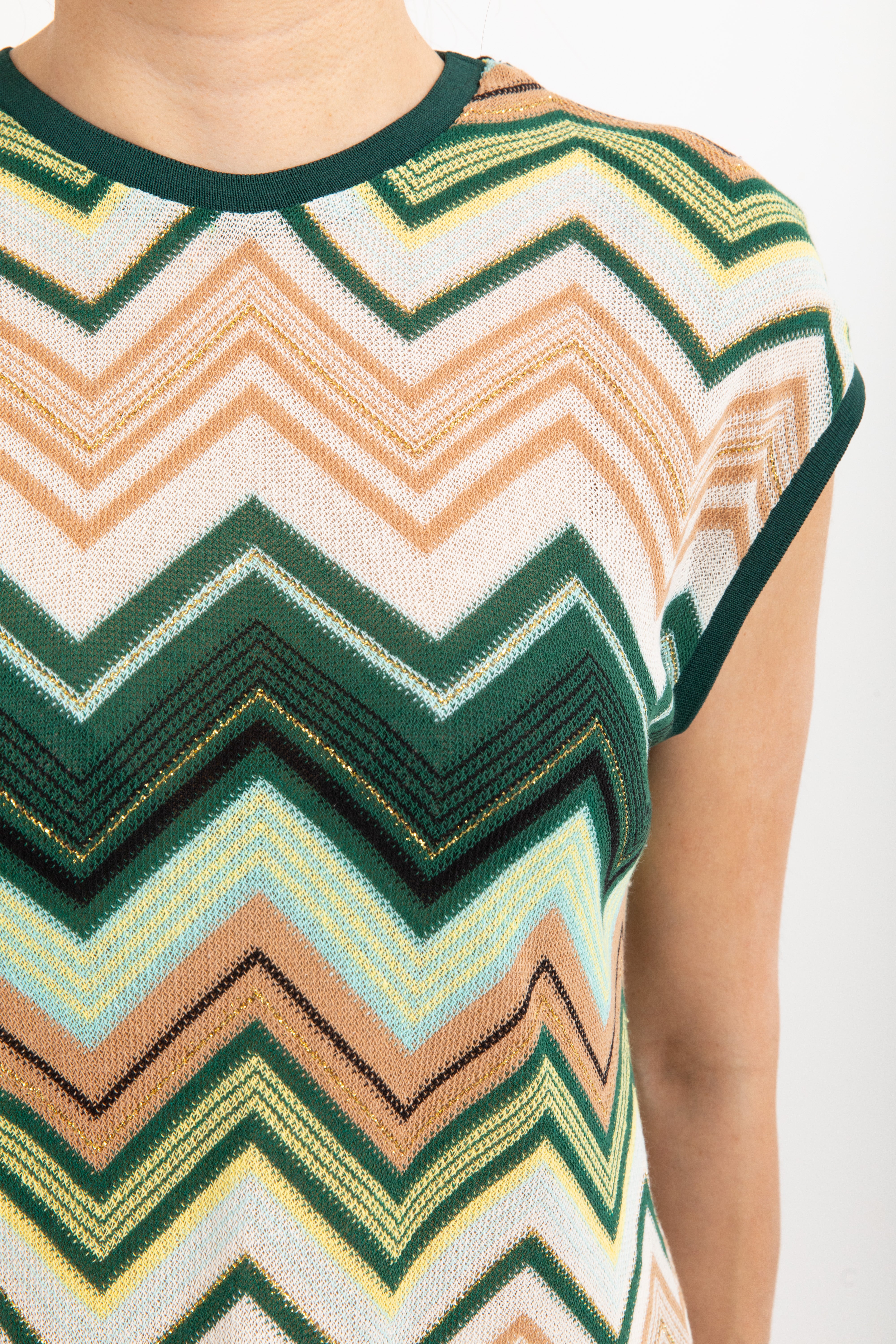 Blusa fantasia motivo zig-zag verde Tensione IN