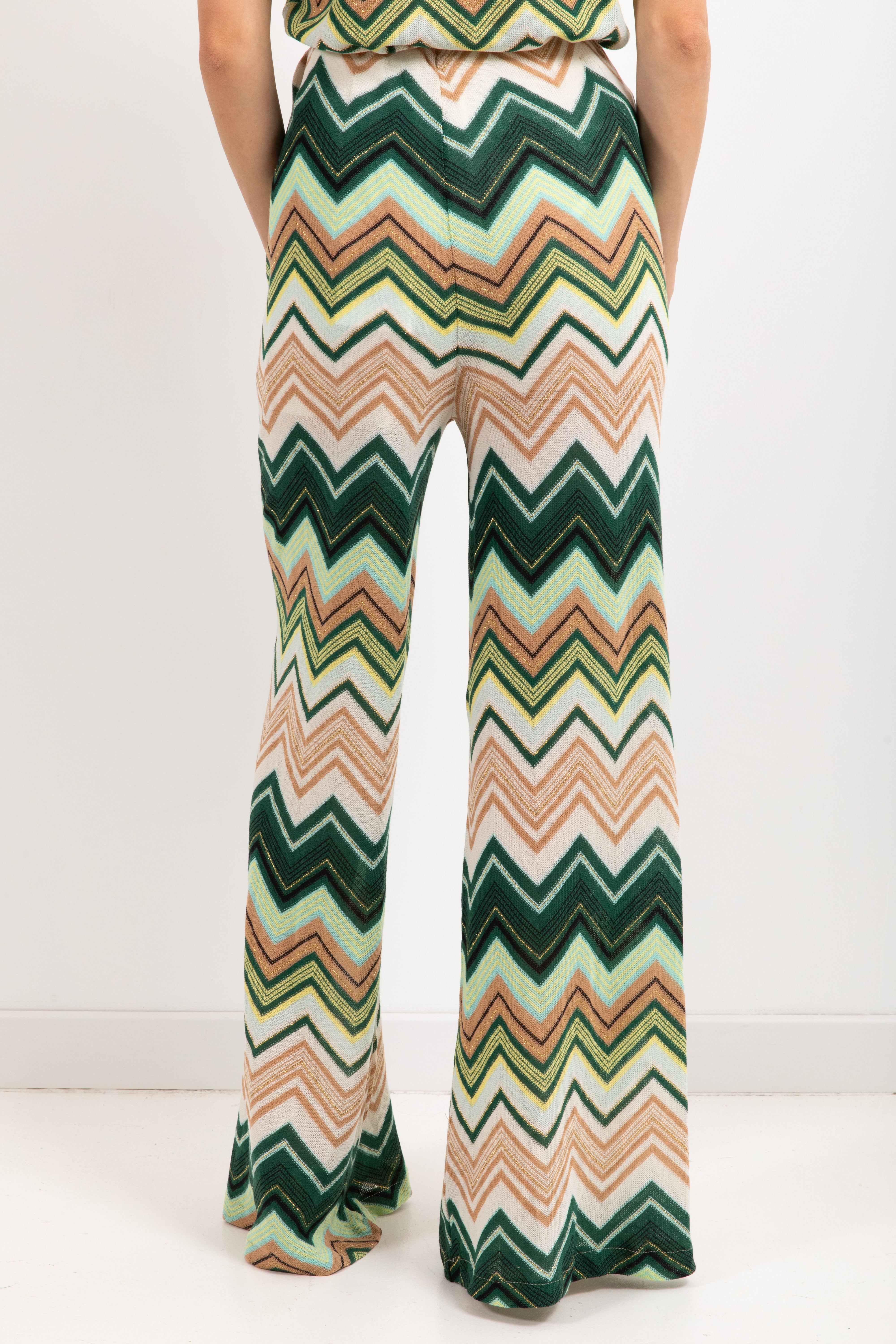 Pantalone con elastico motivo zig-zag verde Tensione IN