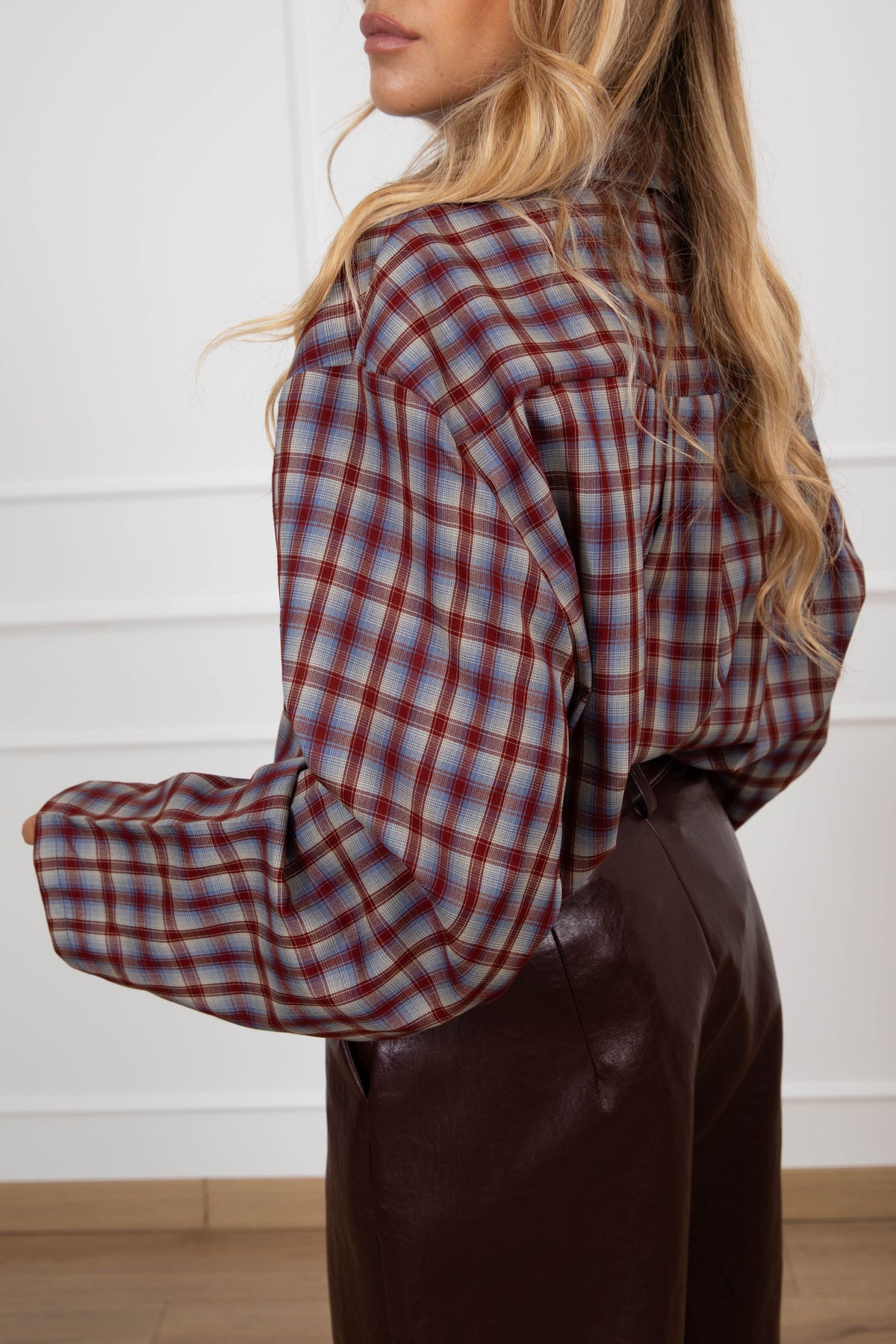 Camicia check con tasche variante bordeaux Haveone