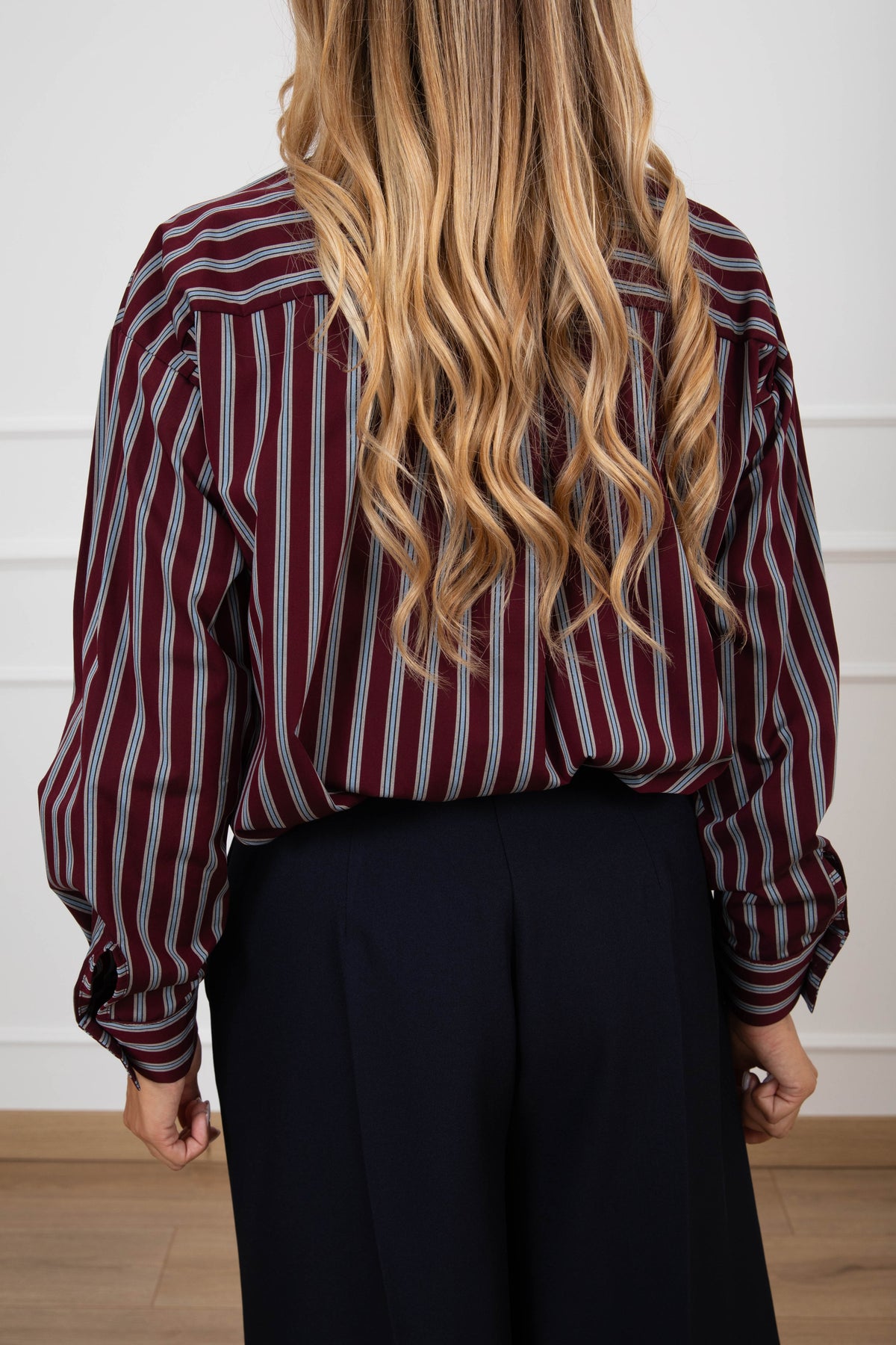Camicia over-size a righe con tasca paillettes Susy Mix