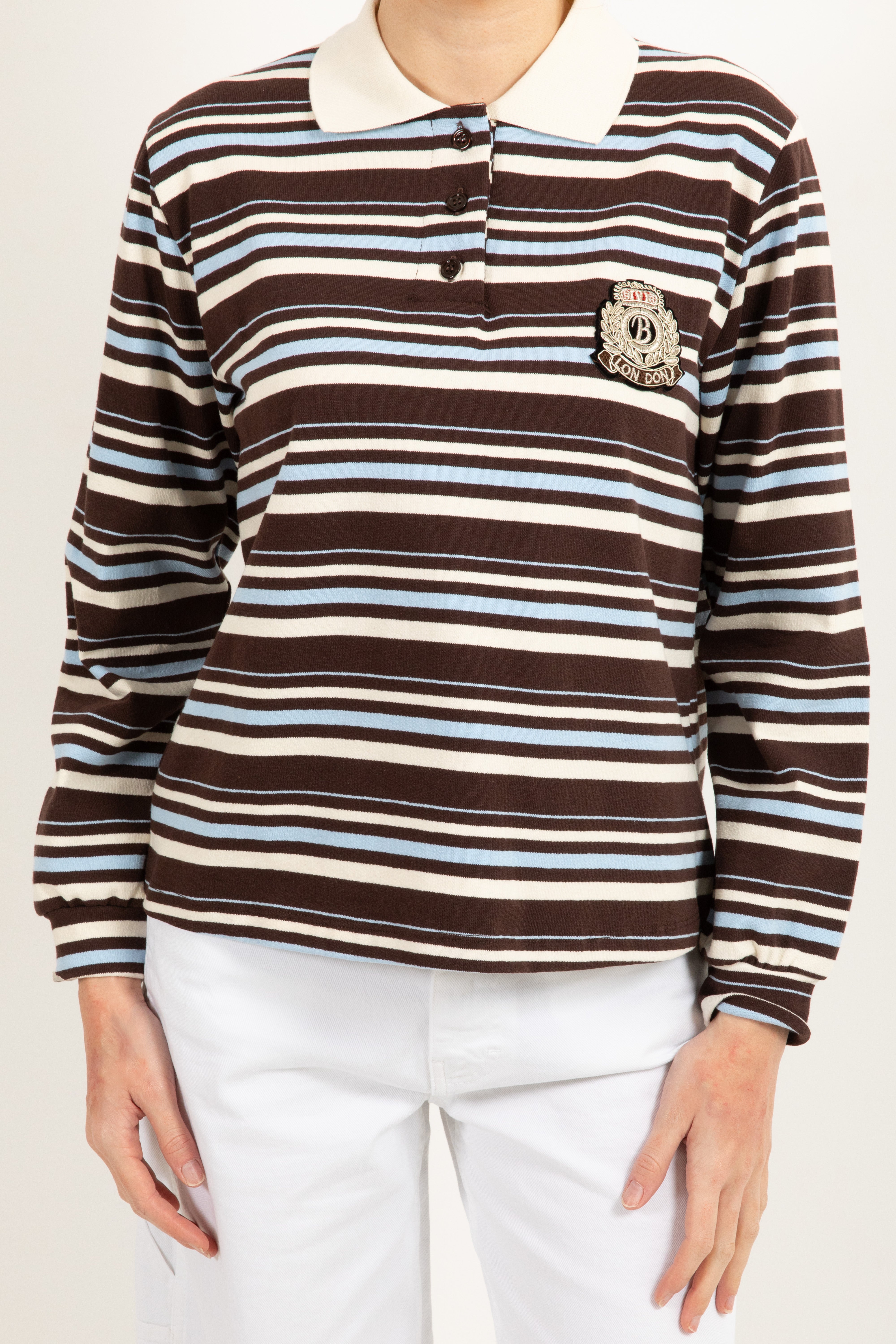 Polo riga marrone con stemma ViCOLO